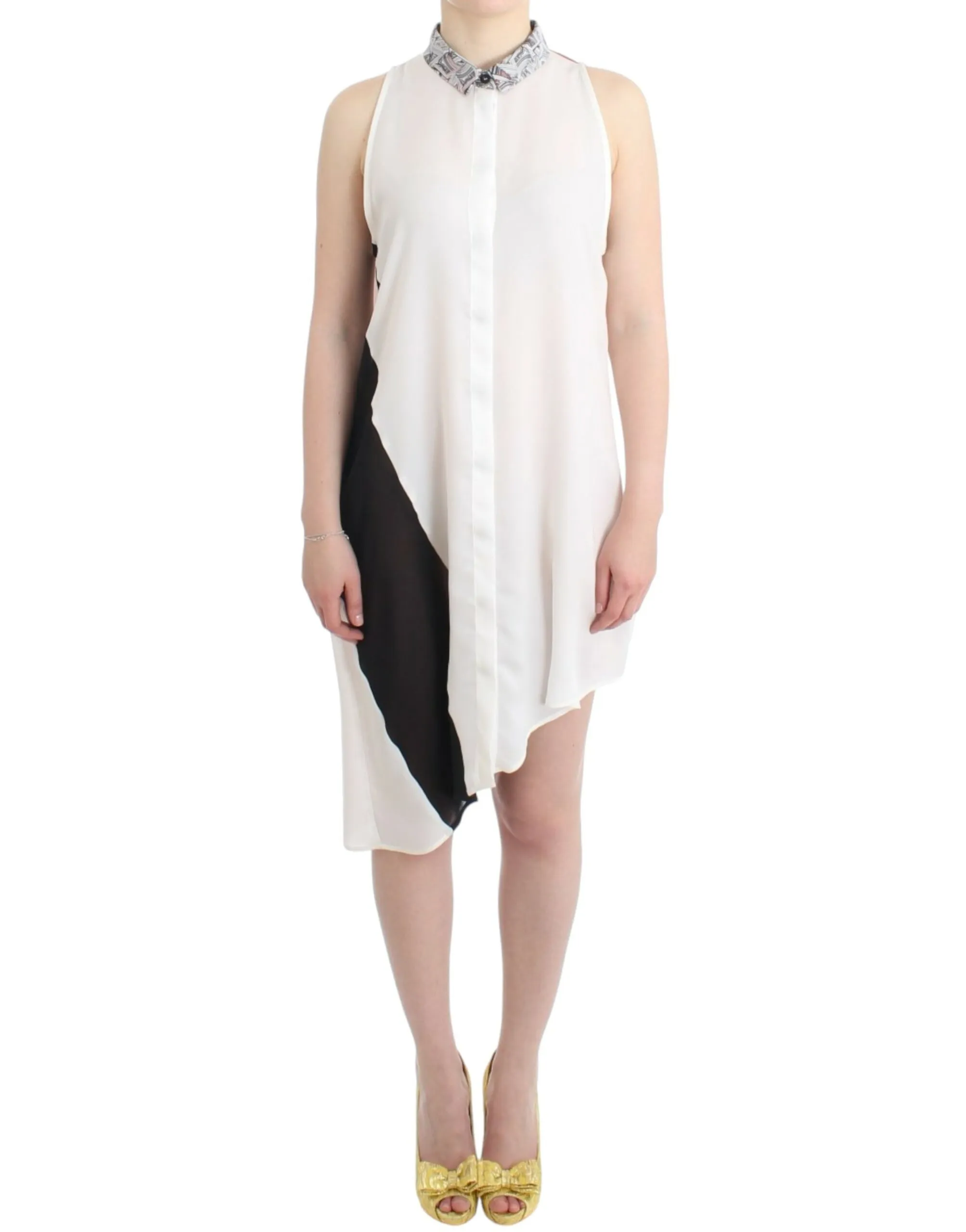 Costume National Women's Asymmetric Hem Button-Up Shirt Dress
