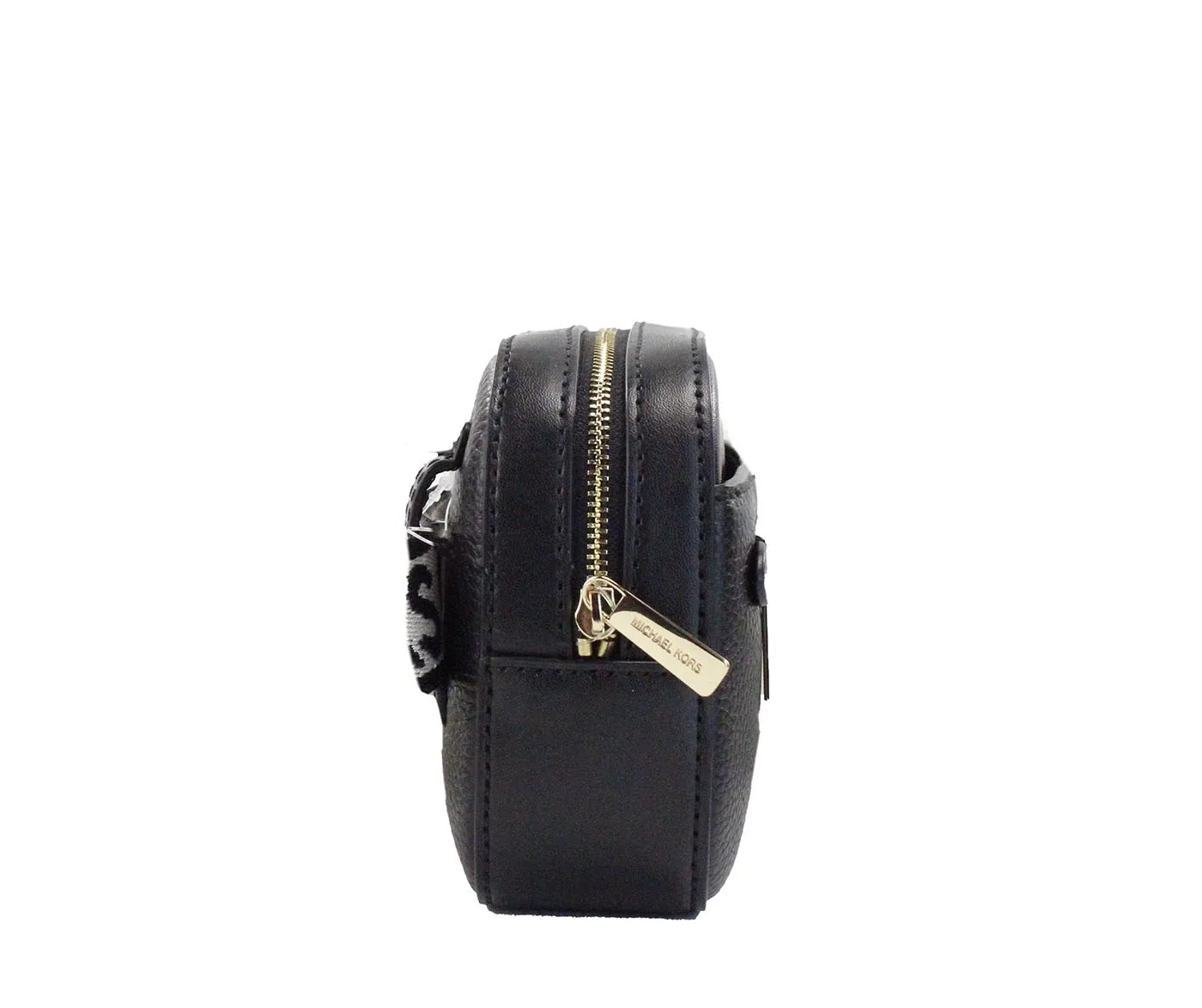 Michael Kors Women's Jet Set Small Black Pebbled Leather East West Zip Belt Bag