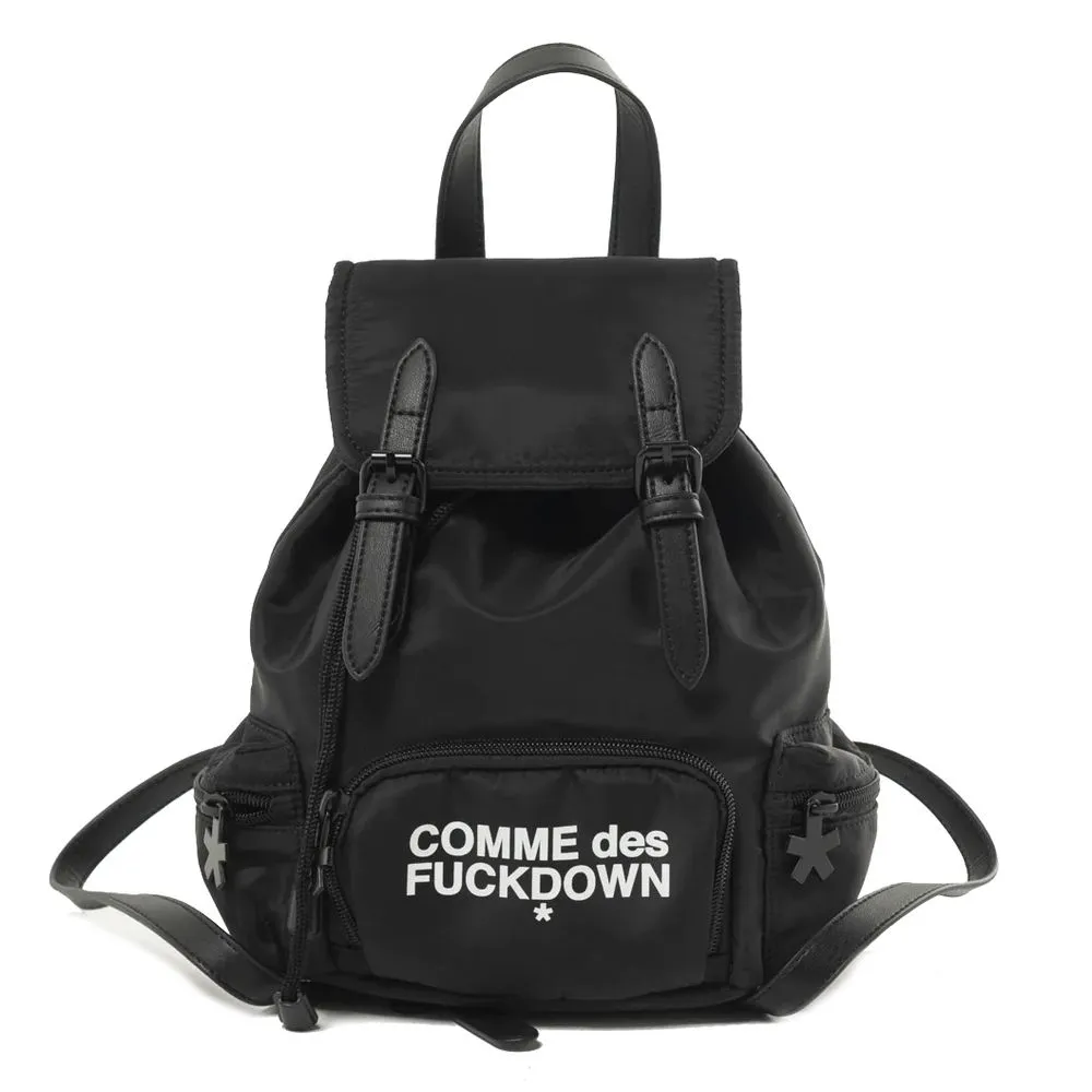 Comme Des Fuckdown Men's Sleek Black Nylon Backpack with Logo Detail