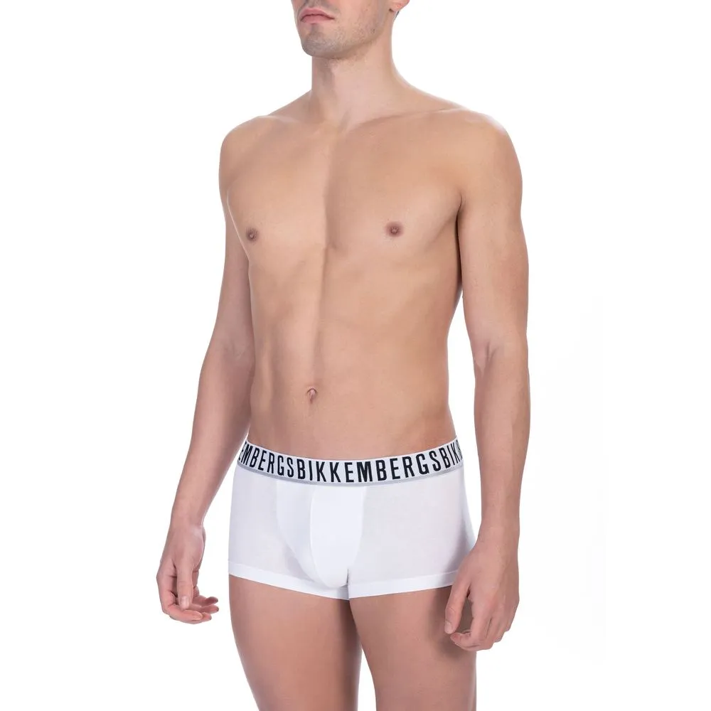 Bikkembergs Men's White Cotton Men's Underwear Trunk Pack