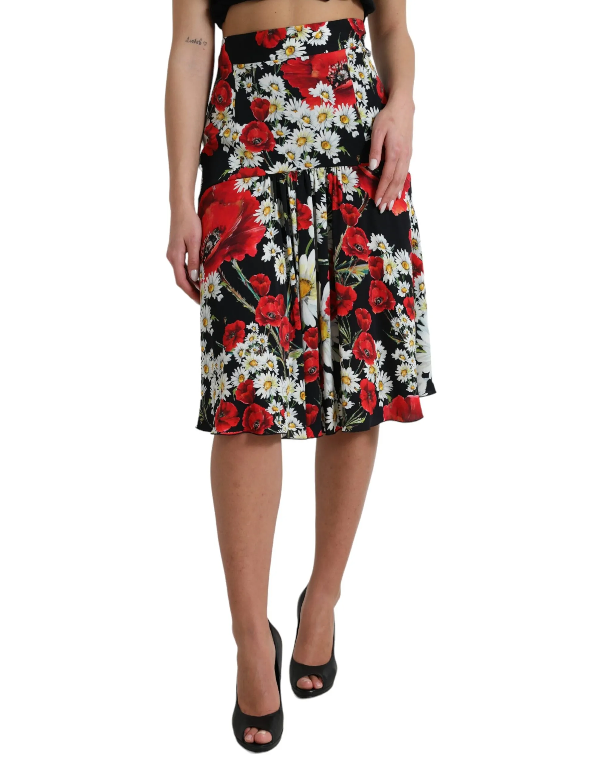 Dolce & Gabbana Women's Floral A-Line Midi Silk Skirt - Elegant and Chic