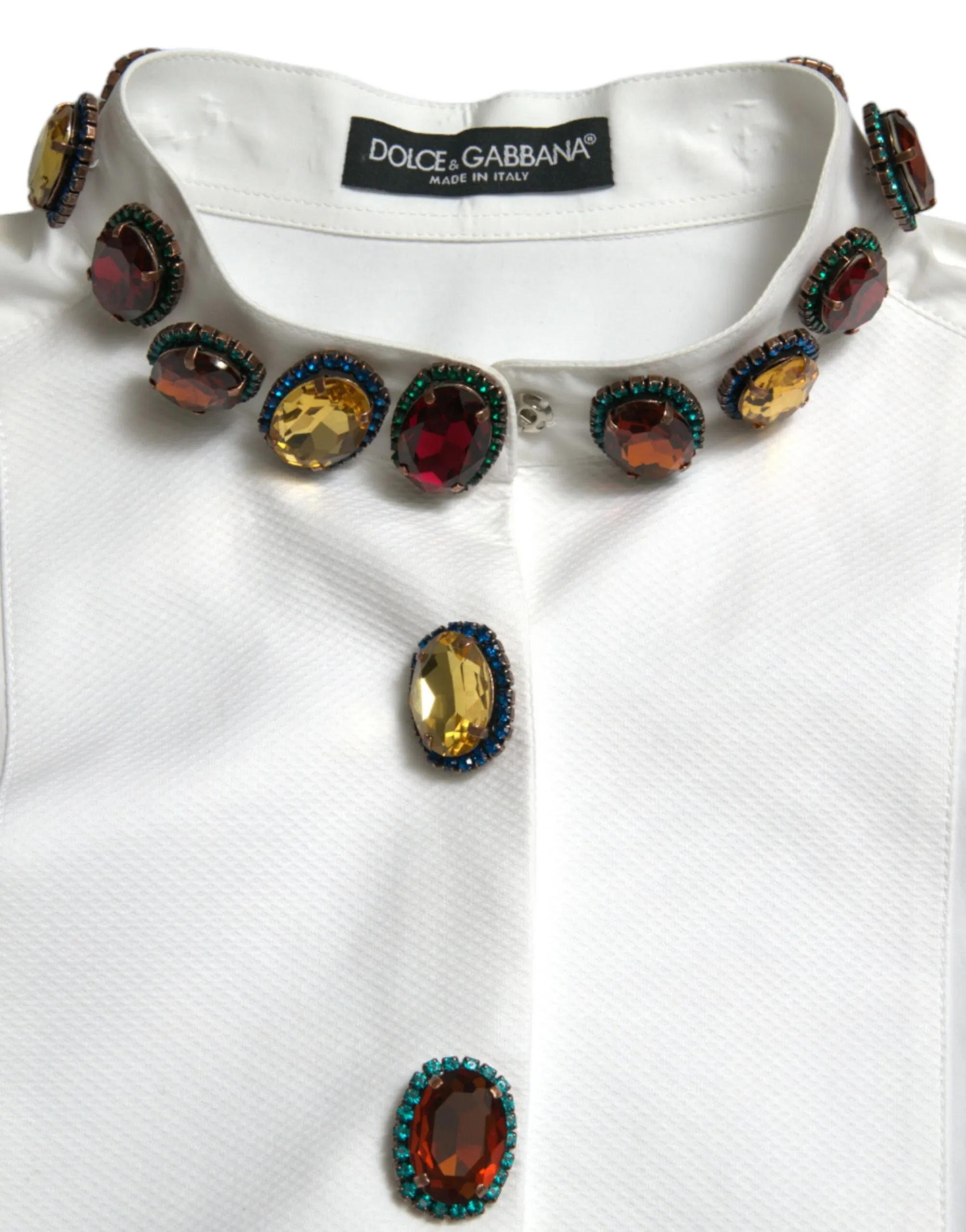 Dolce & Gabbana Women's Elegant Crystal-Embellished White Cotton Top