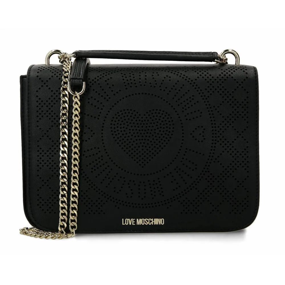 Love Moschino Women's Elegant Faux Leather Crossbody Bag - Chic Silver Accents