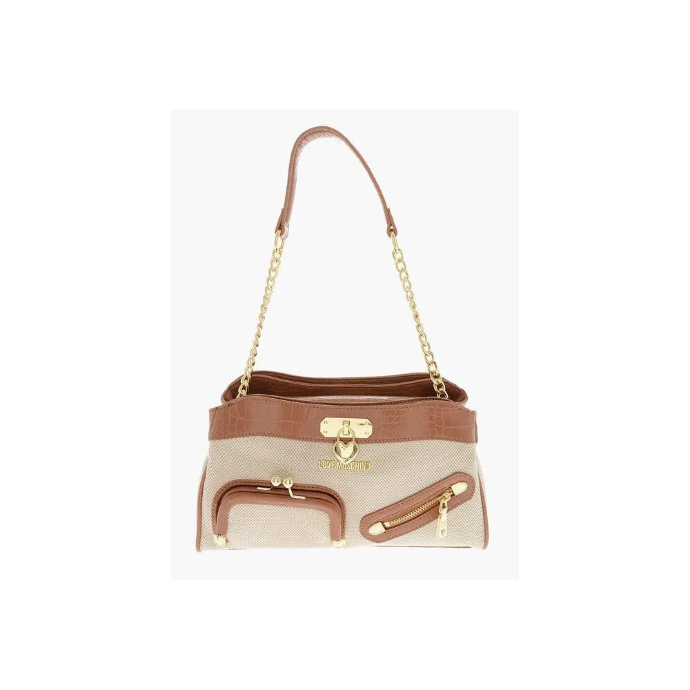 Love Moschino Women's Chic Canvas and Faux Leather Shoulder Bag