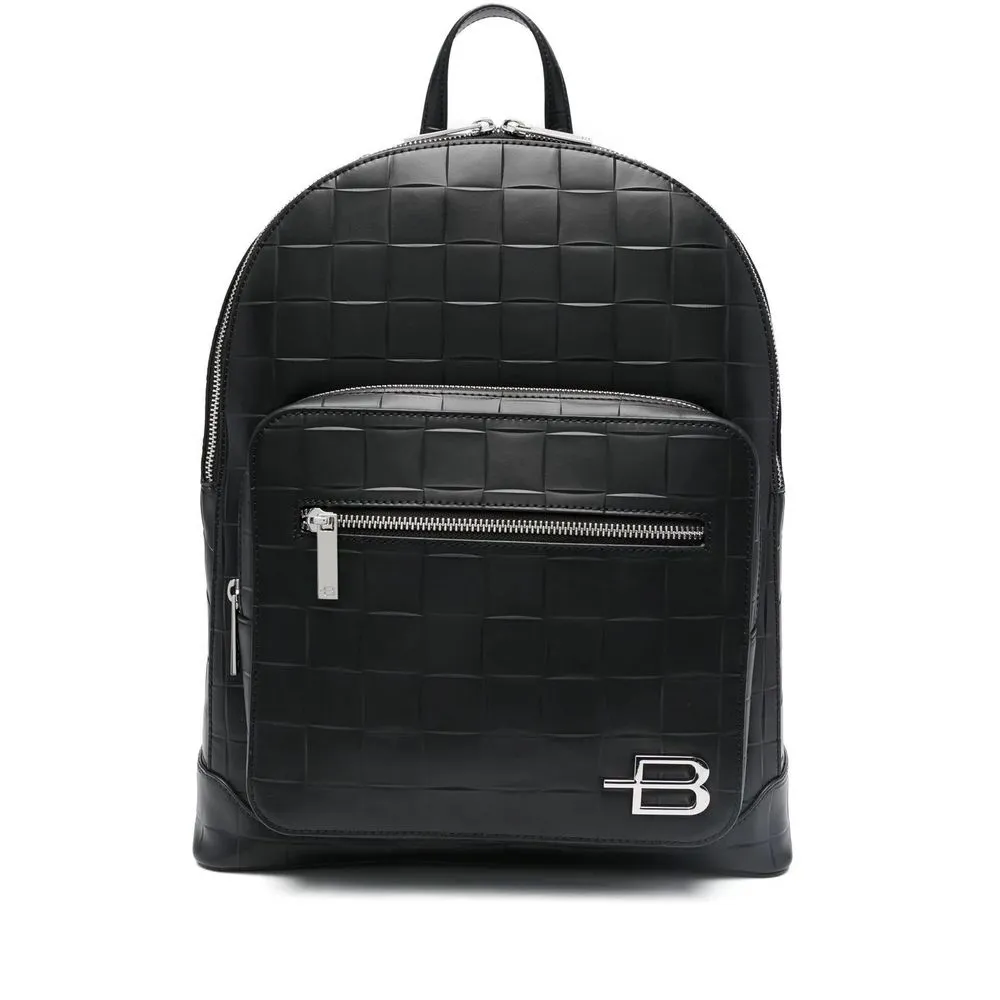 Baldinini Trend Men's Chic Woven Leather Backpack - Compact & Versatile