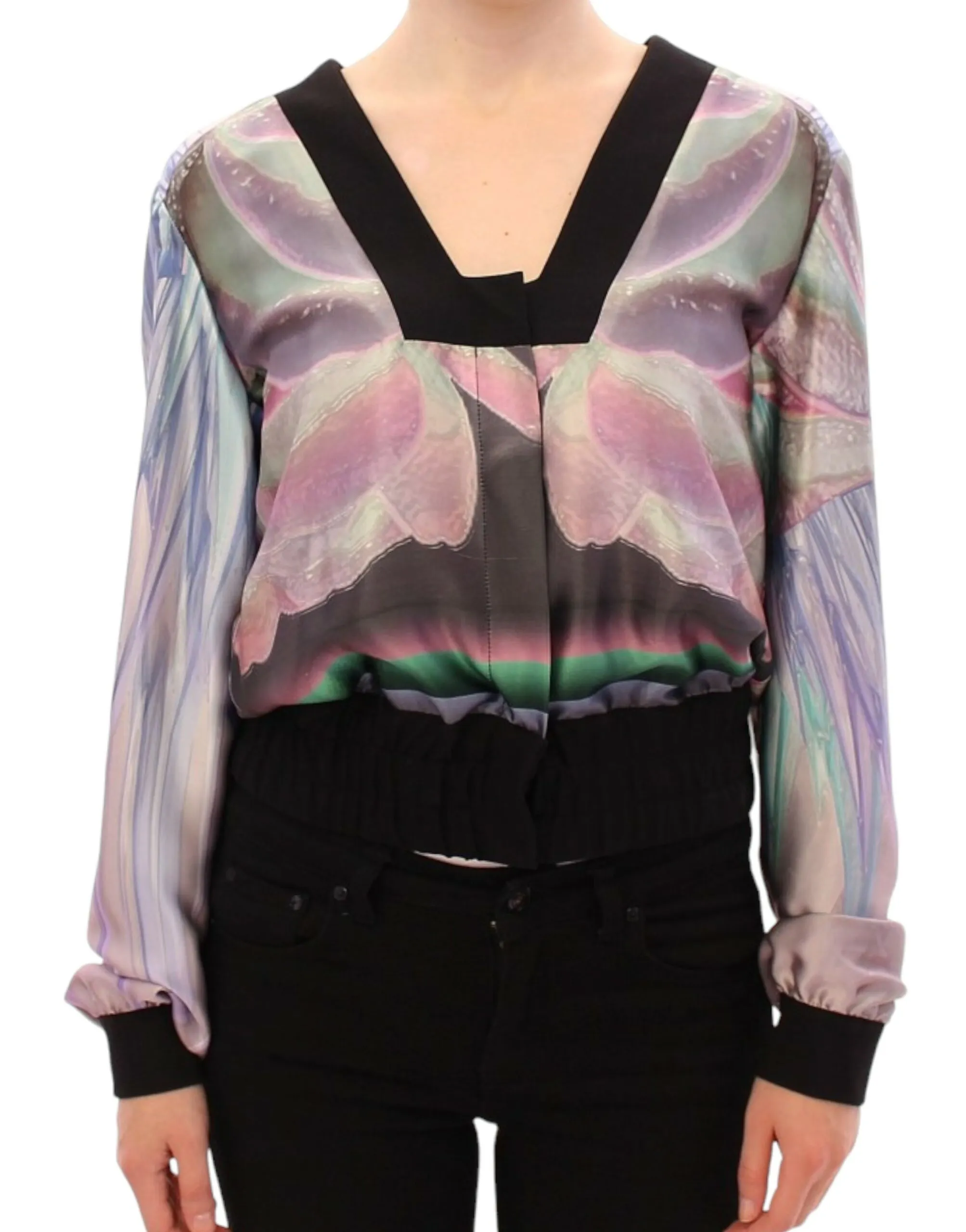 Sergei Grinko Women's Multicolor Silk Blouse Jacket