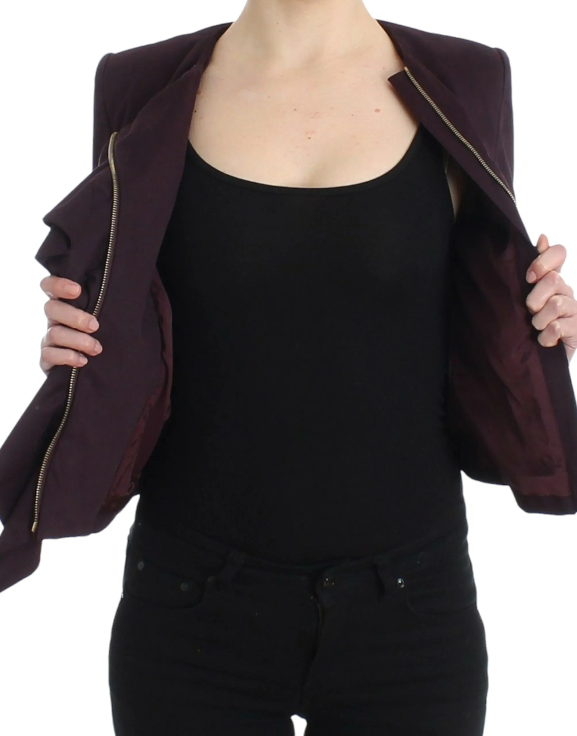 GF Ferre Women's Elegant Purple Cotton Blend Blazer