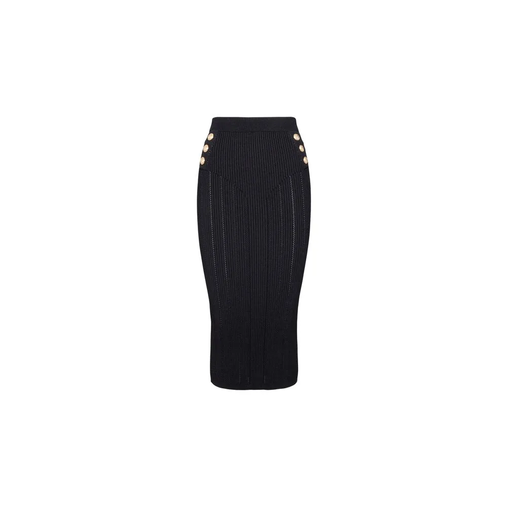 Yes Zee Women's Sophisticated Pencil Skirt with Decorative Buttons