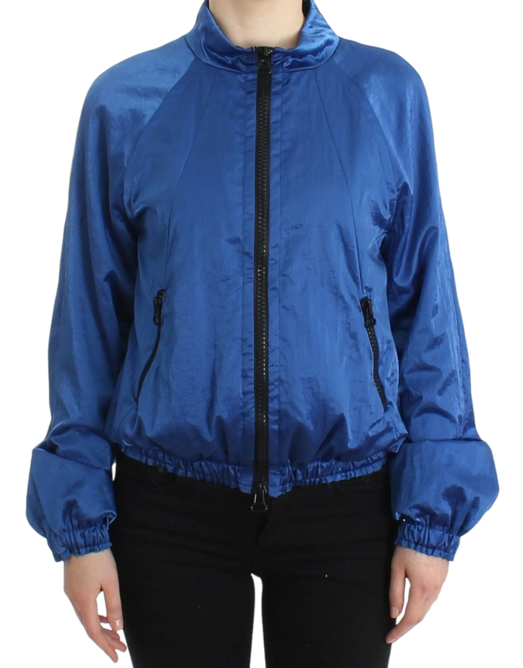 GF Ferre Women's Chic Blue Bomber Jacket for Elegant Outings