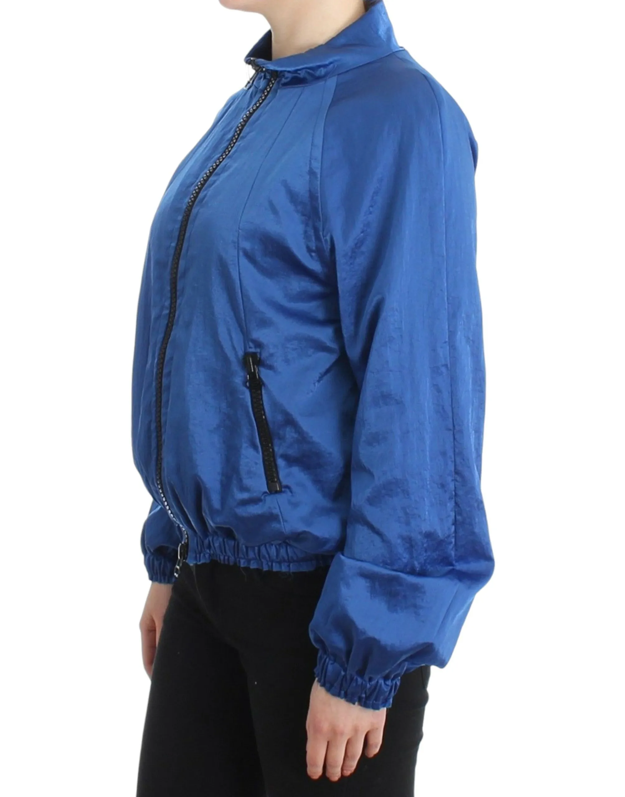 GF Ferre Women's Chic Blue Bomber Jacket for Elegant Outings