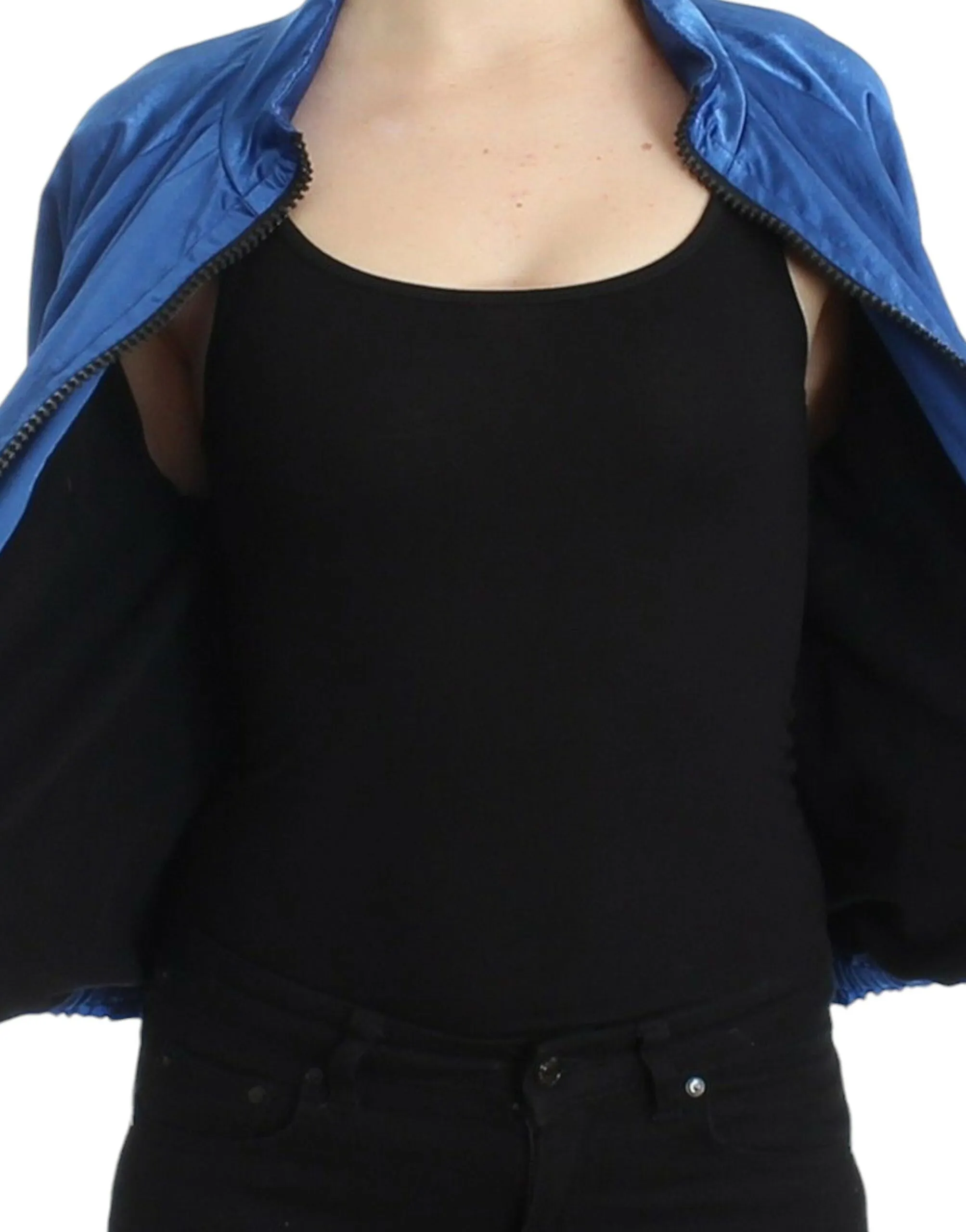 GF Ferre Women's Chic Blue Bomber Jacket for Elegant Outings
