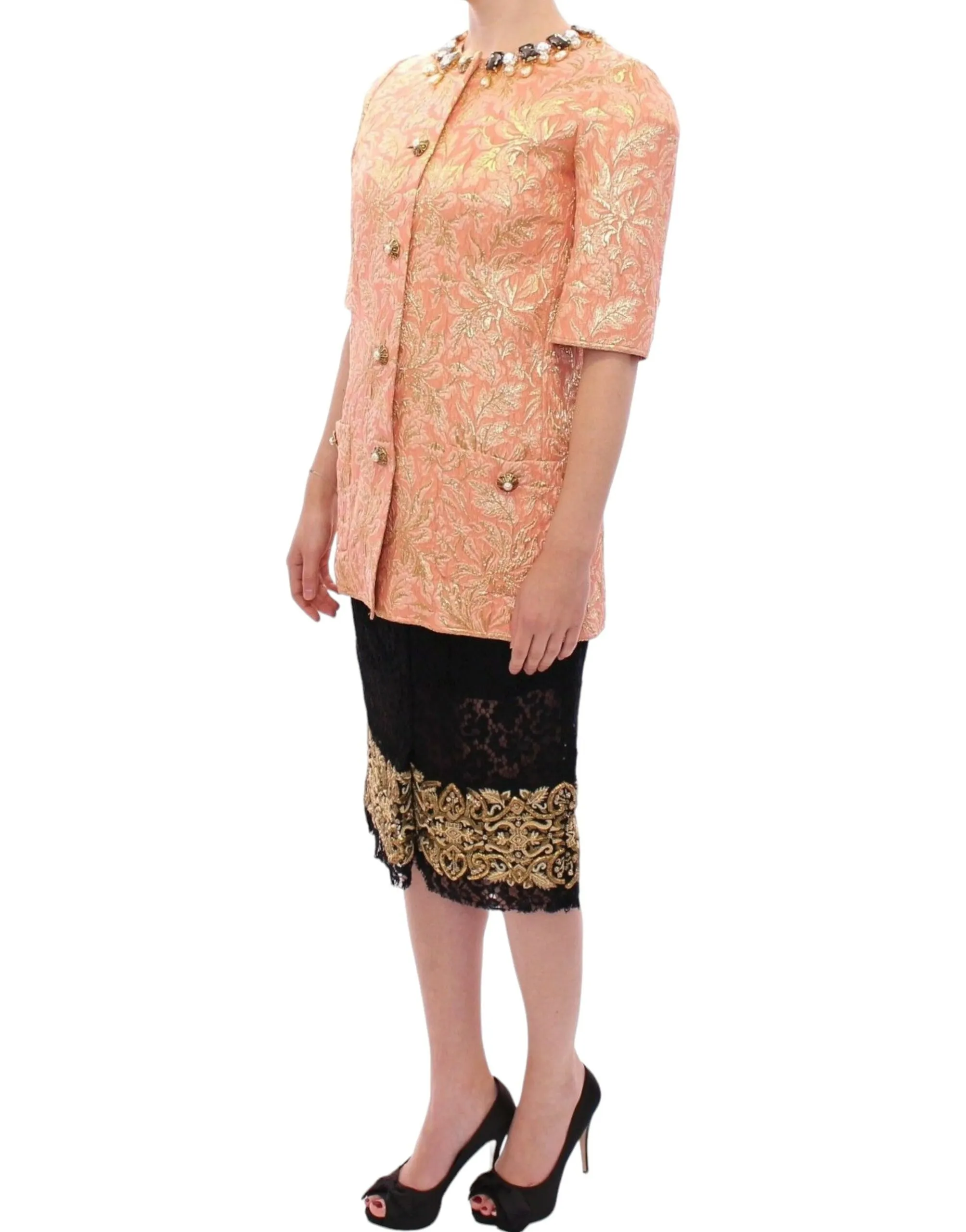 Dolce & Gabbana Women's Exclusive Crystal Brocade Coat Jacket