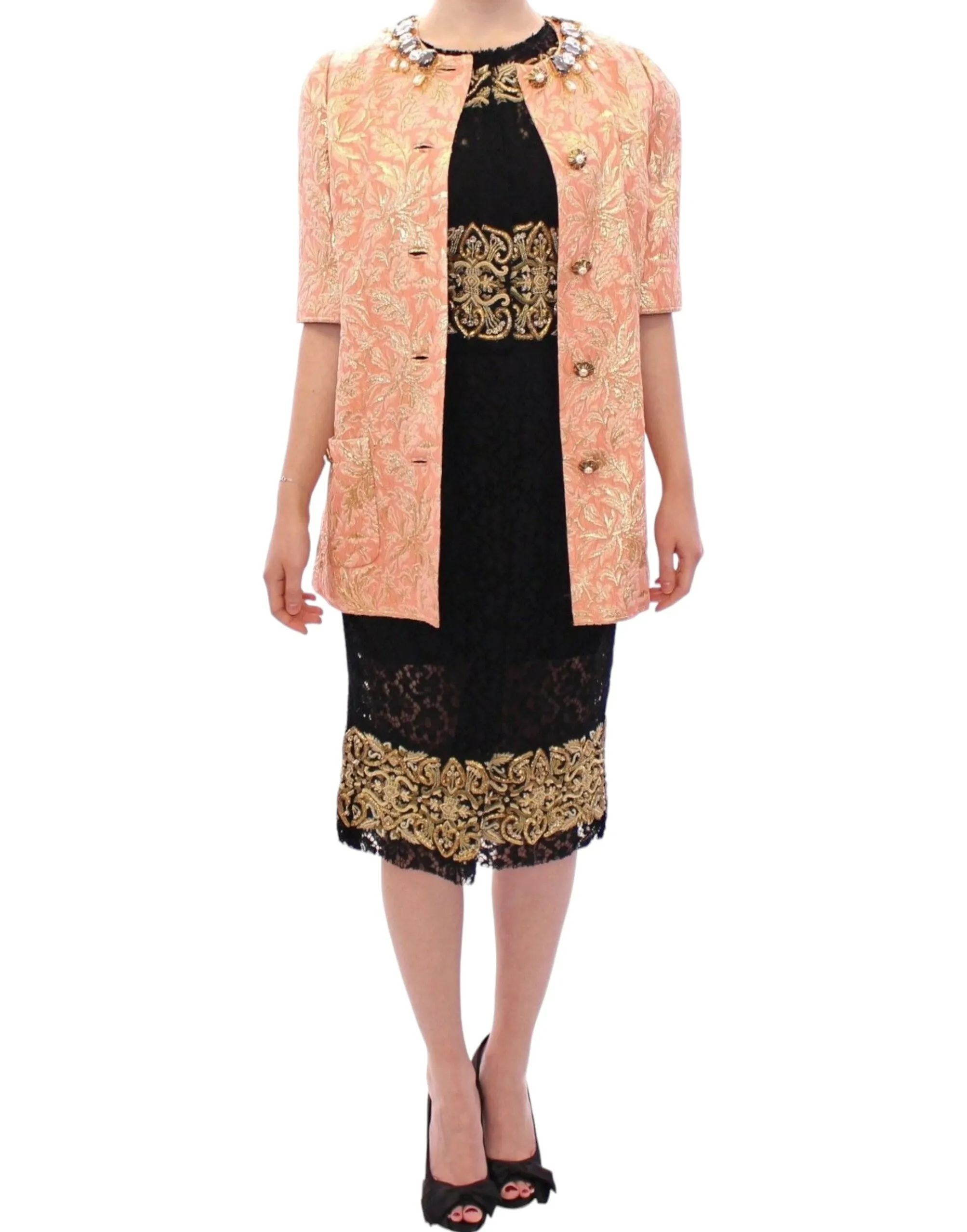 Dolce & Gabbana Women's Exclusive Crystal Brocade Coat Jacket