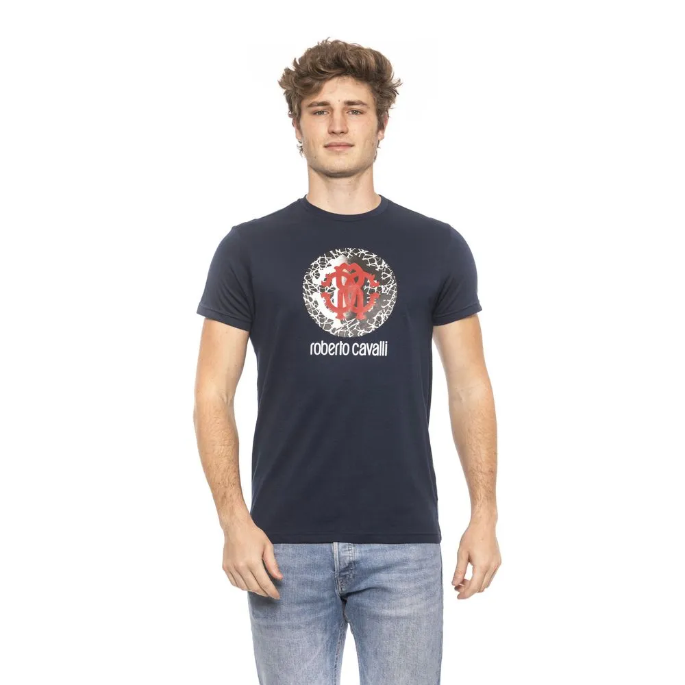 Blue Cotton Men T-Shirt
