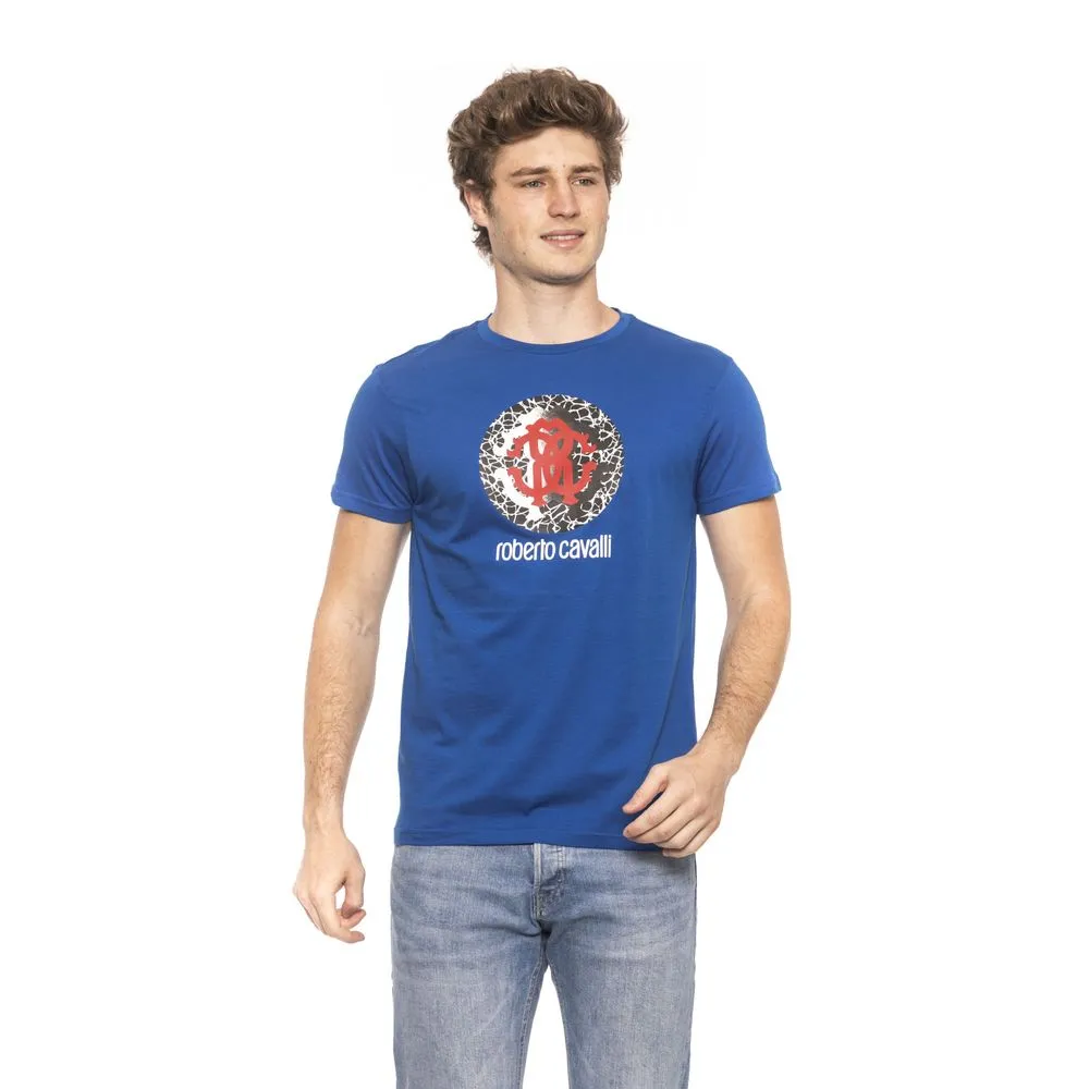 Blue Cotton Men T-Shirt