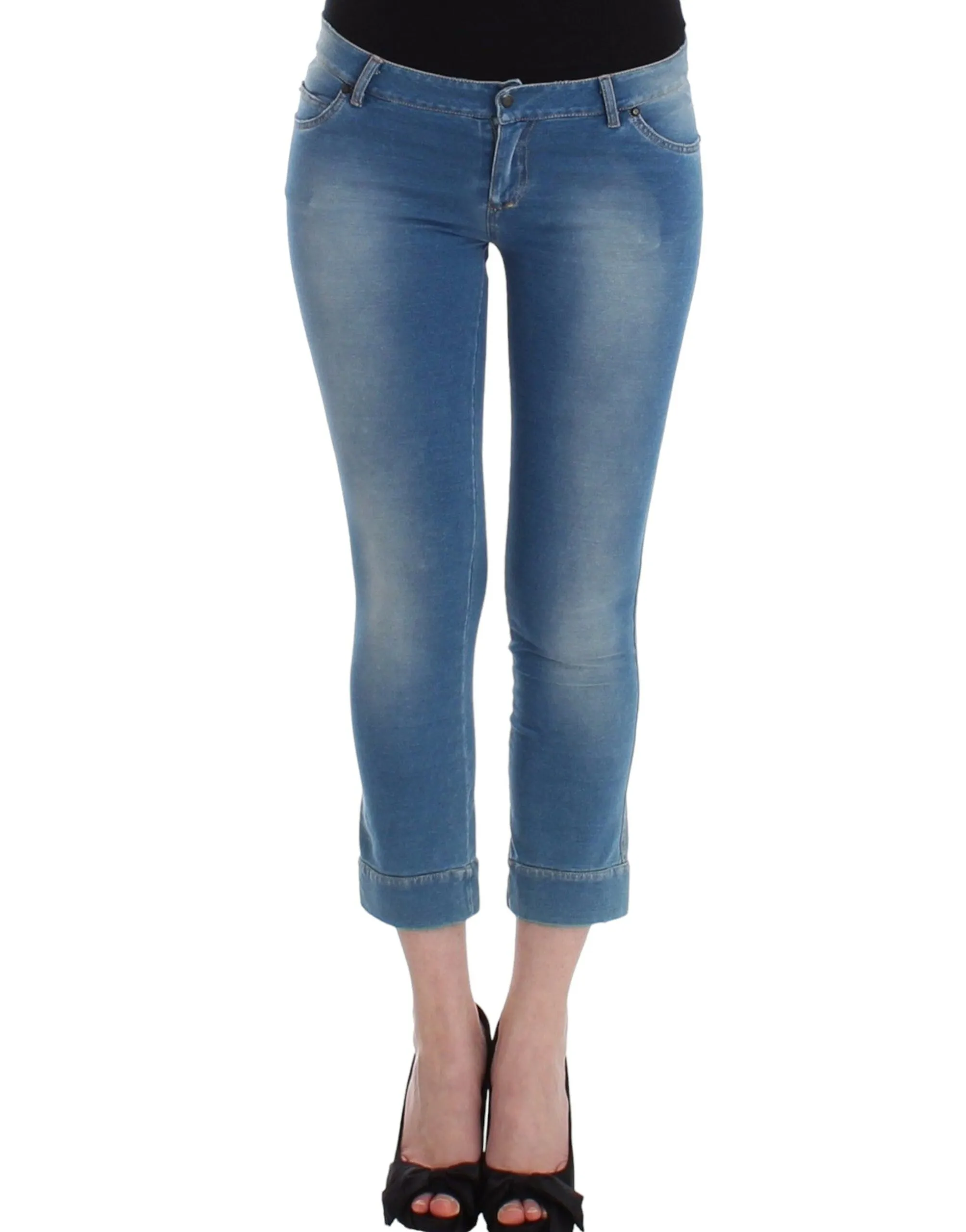 Ermanno Scervino Women's Chic Blue Capri Jeans for Elegant Summers