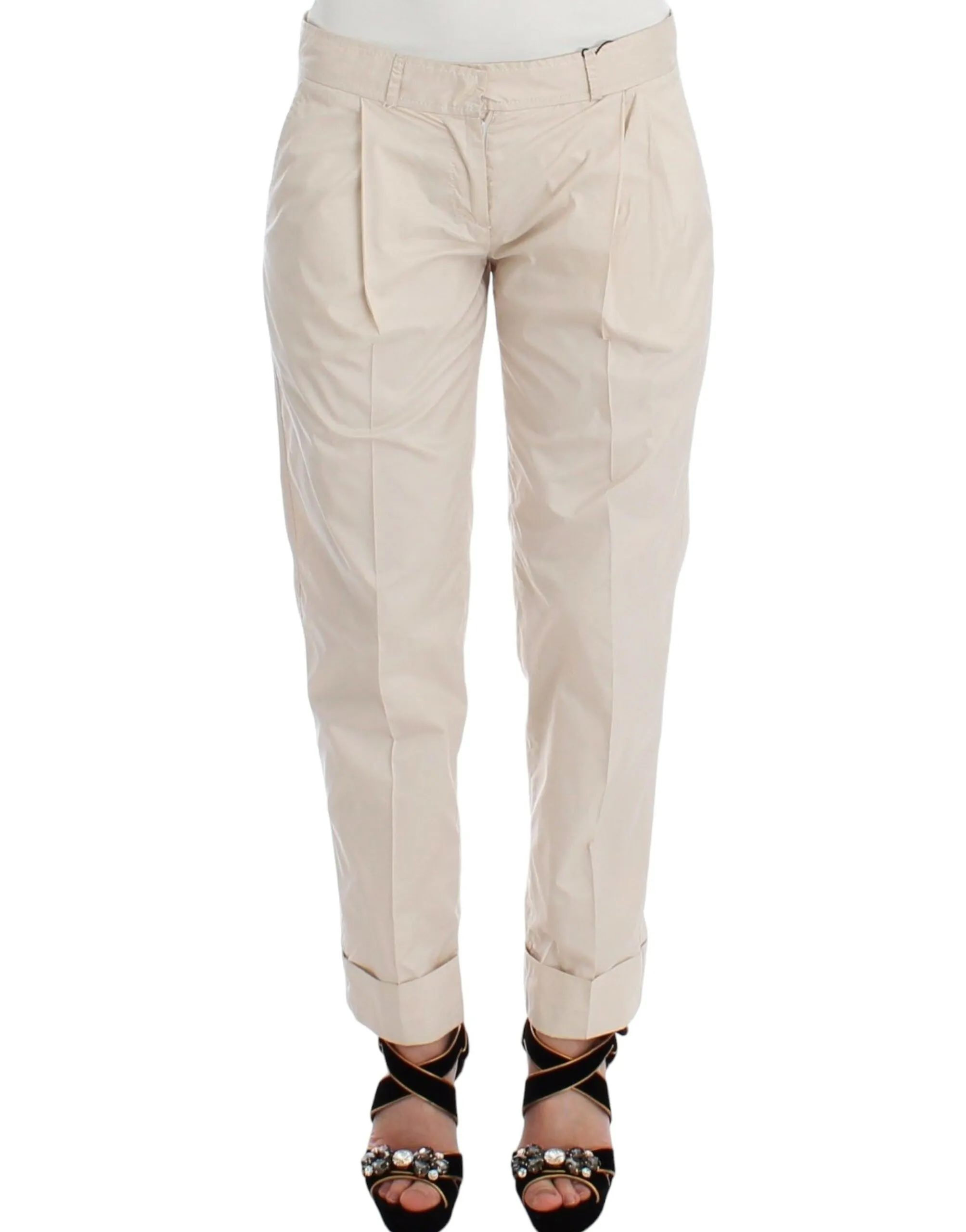 Ermanno Scervino Women's Chic Beige Chino Pants - Elegance Redefined