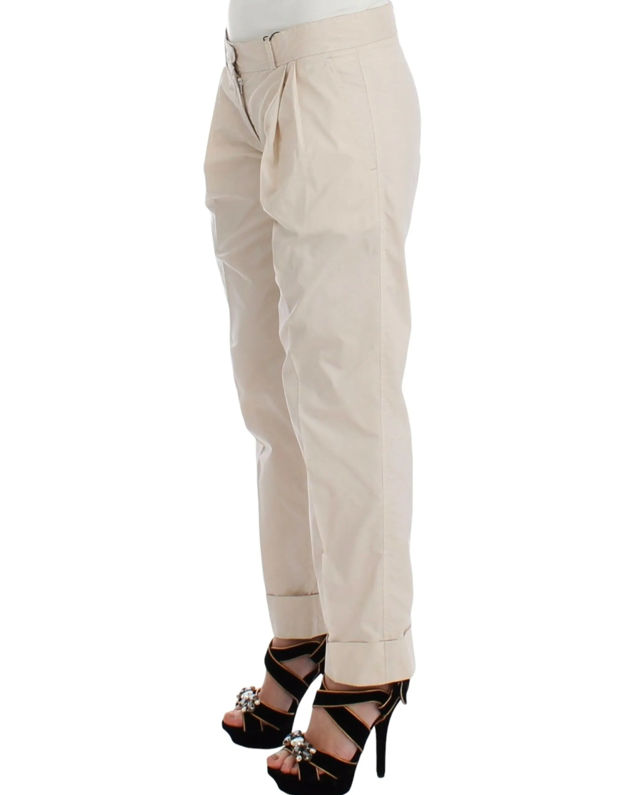 Ermanno Scervino Women's Chic Beige Chino Pants - Elegance Redefined