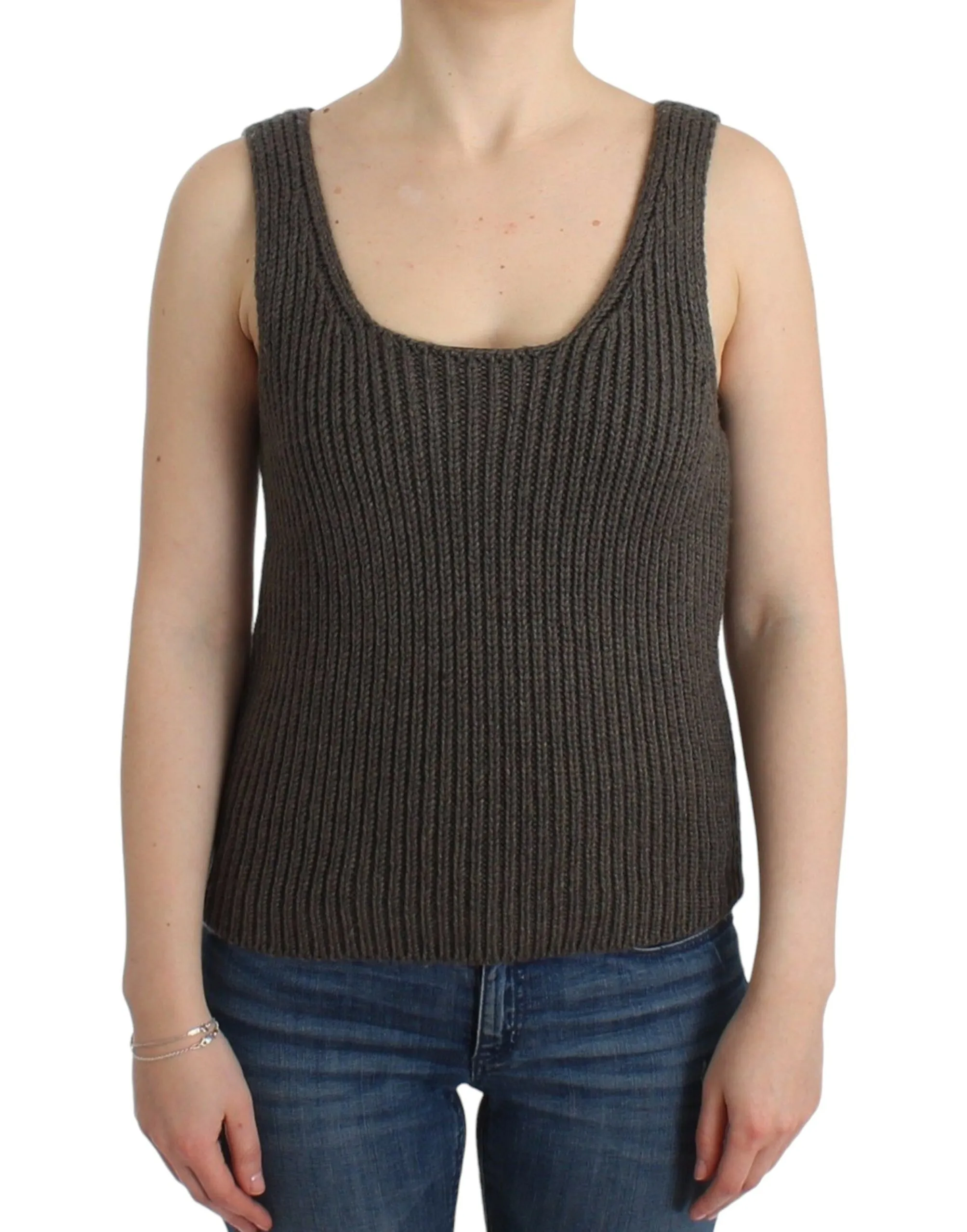 Ermanno Scervino Women's Chic Gray Knit Crew Neck Top