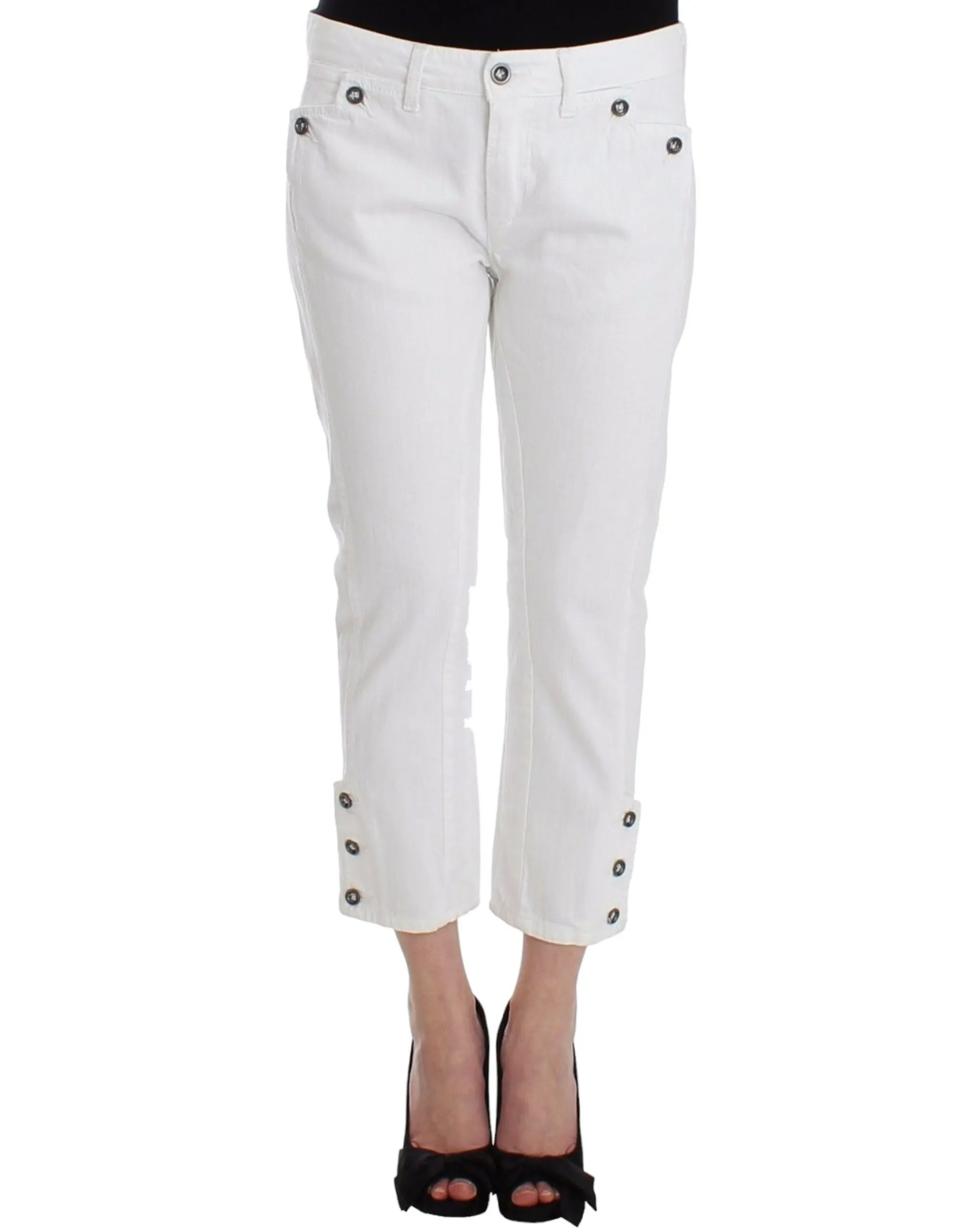 Ermanno Scervino Women's Chic White Cropped Jeans for Sophisticated Style