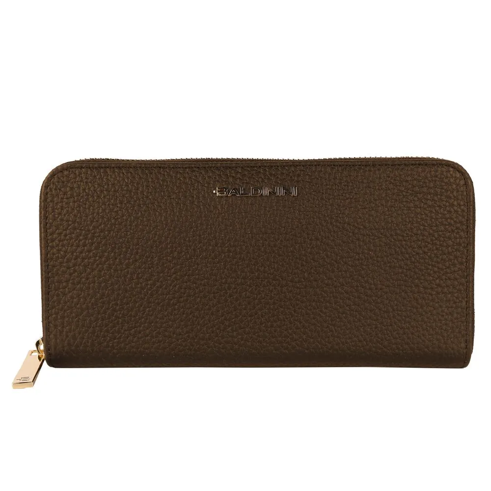 Baldinini Trend Women's Exquisite Leather Zip Wallet in Brown