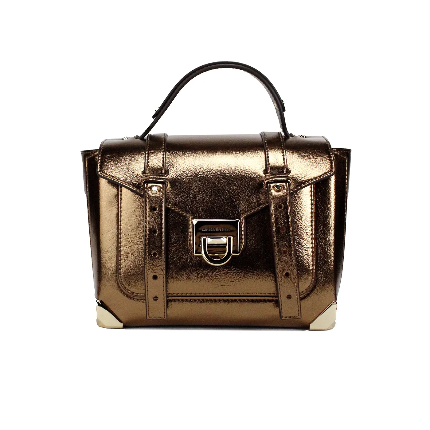 Michael Kors Women's Manhattan Medium Mocha Leather Top Handle Satchel Bag