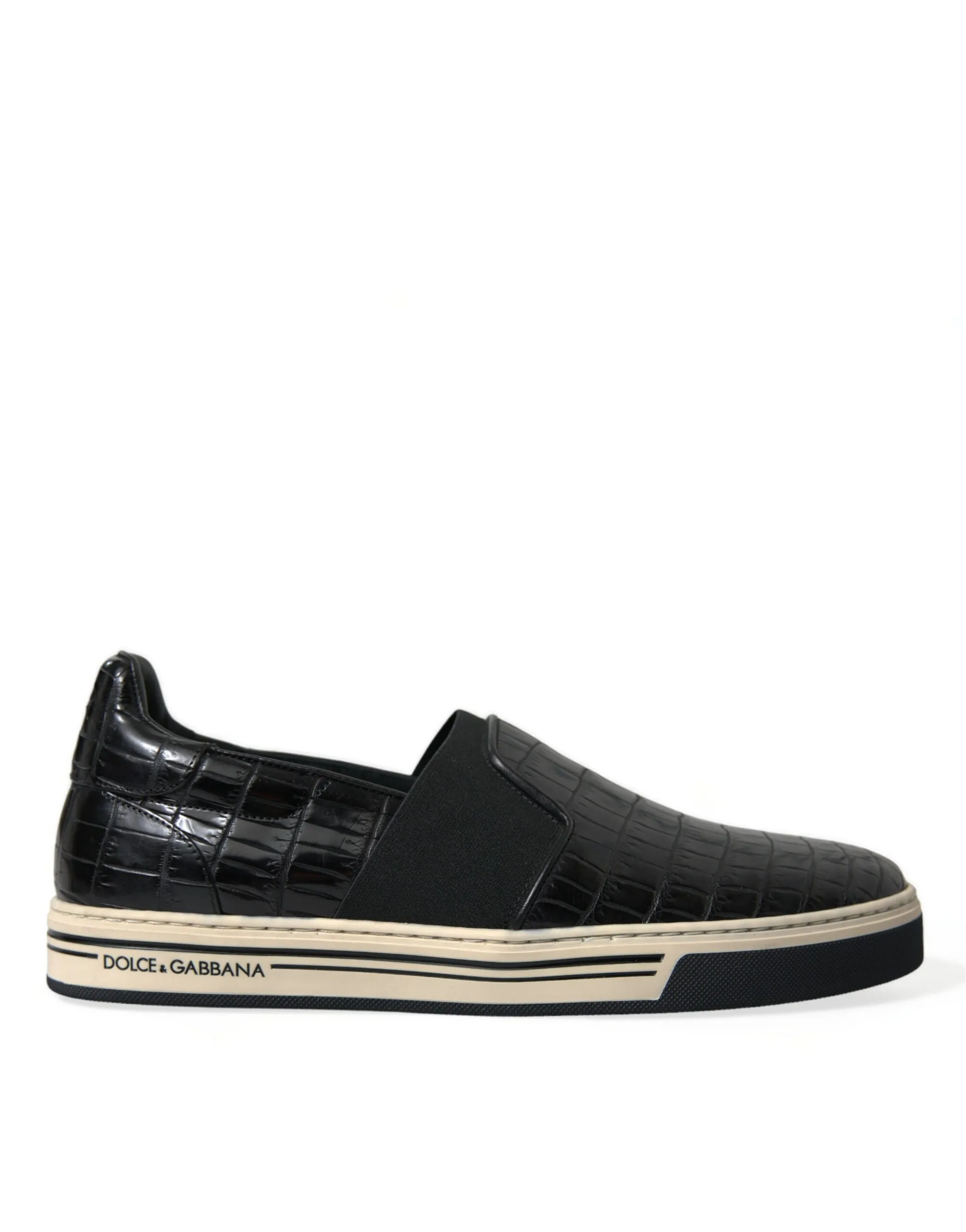 Dolce & Gabbana Men's Elegant Crocodile Leather Low-Top Sneakers