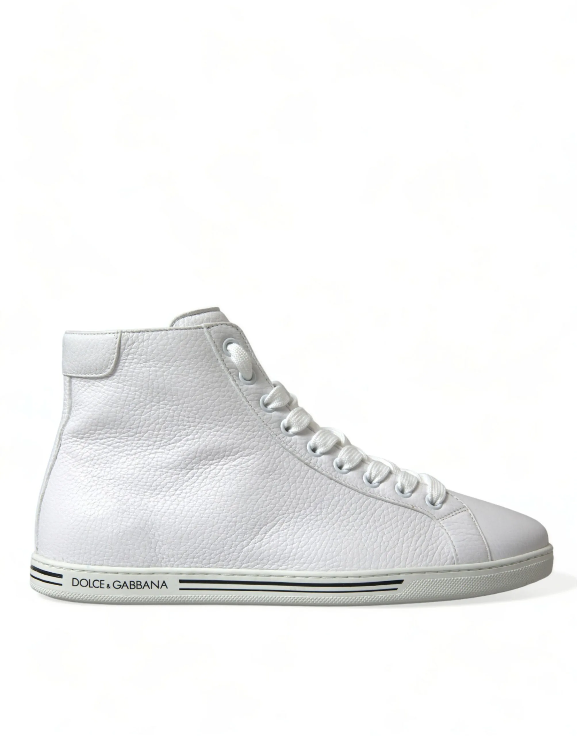 Dolce & Gabbana Men's Elegant White Leather High Top Sneakers