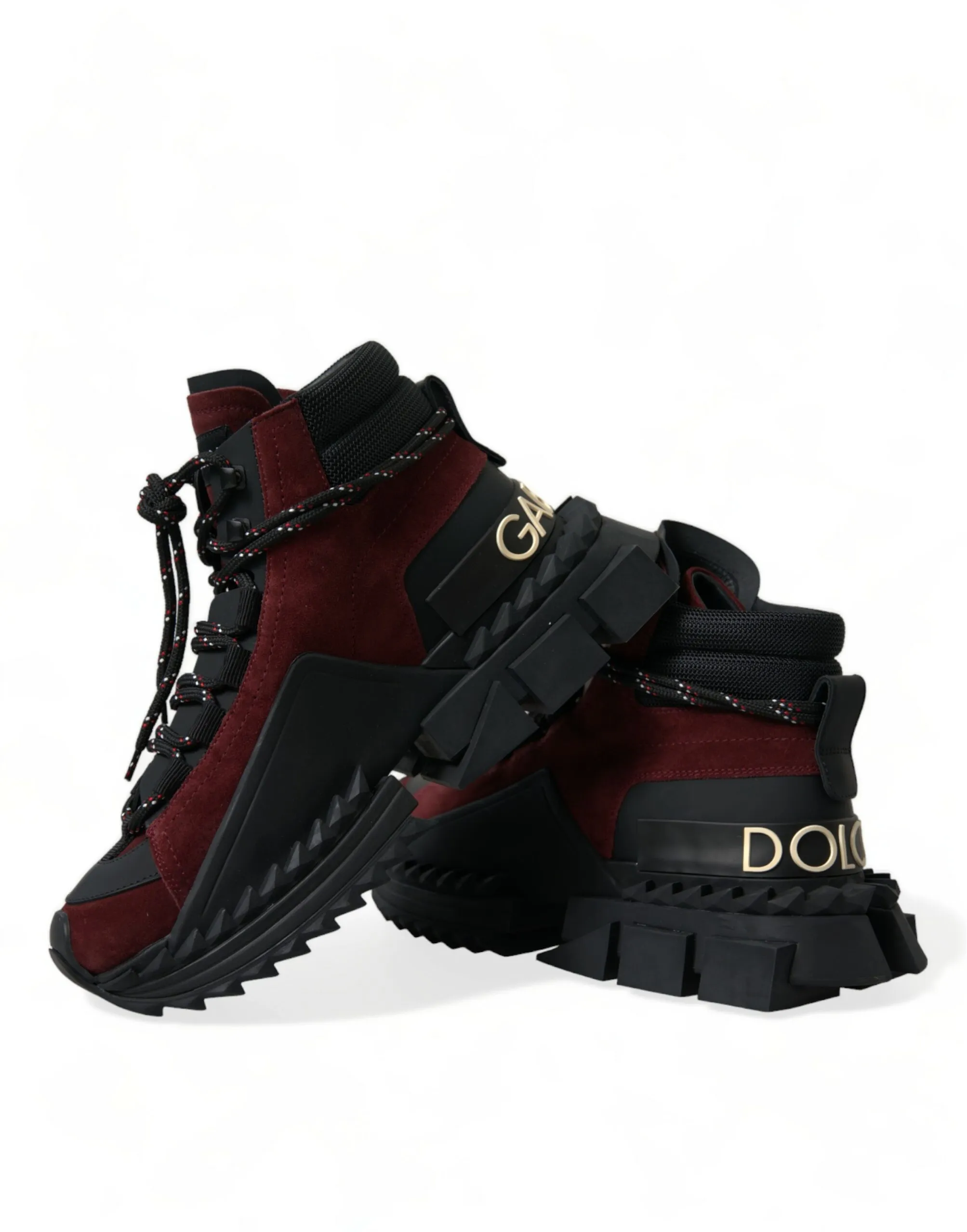 Dolce & Gabbana Men's Burgundy Leather High Top Sneakers