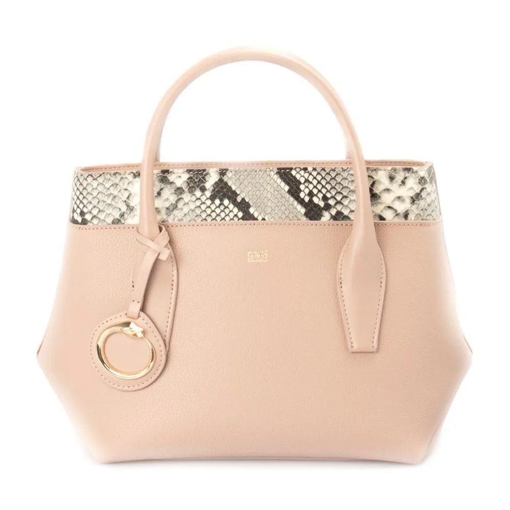 Cavalli Class Women's Elegant Leather Handbag with Exotic Python Print