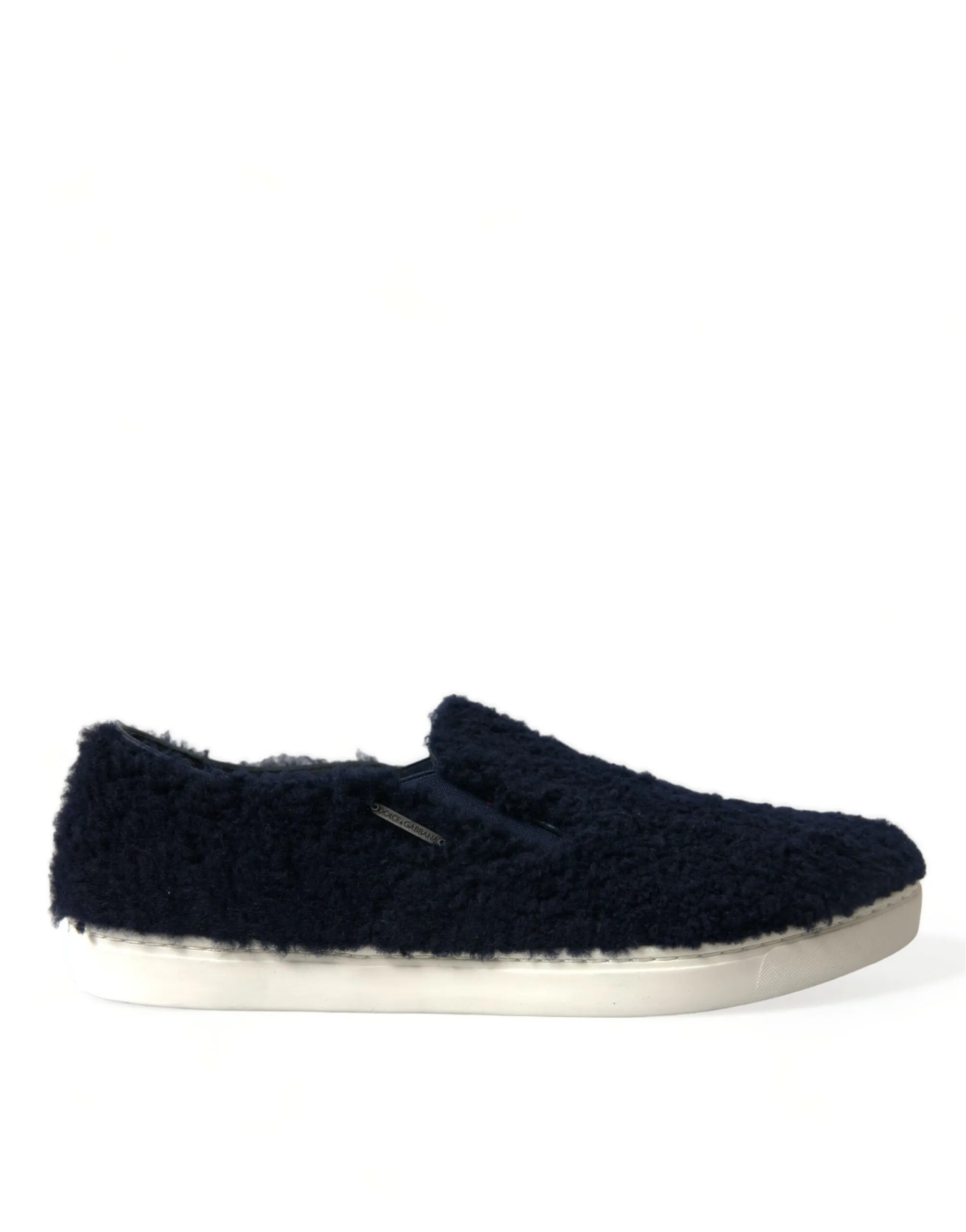 Dolce & Gabbana Men's Elegant Shearling Slip-On Sneakers in Blue