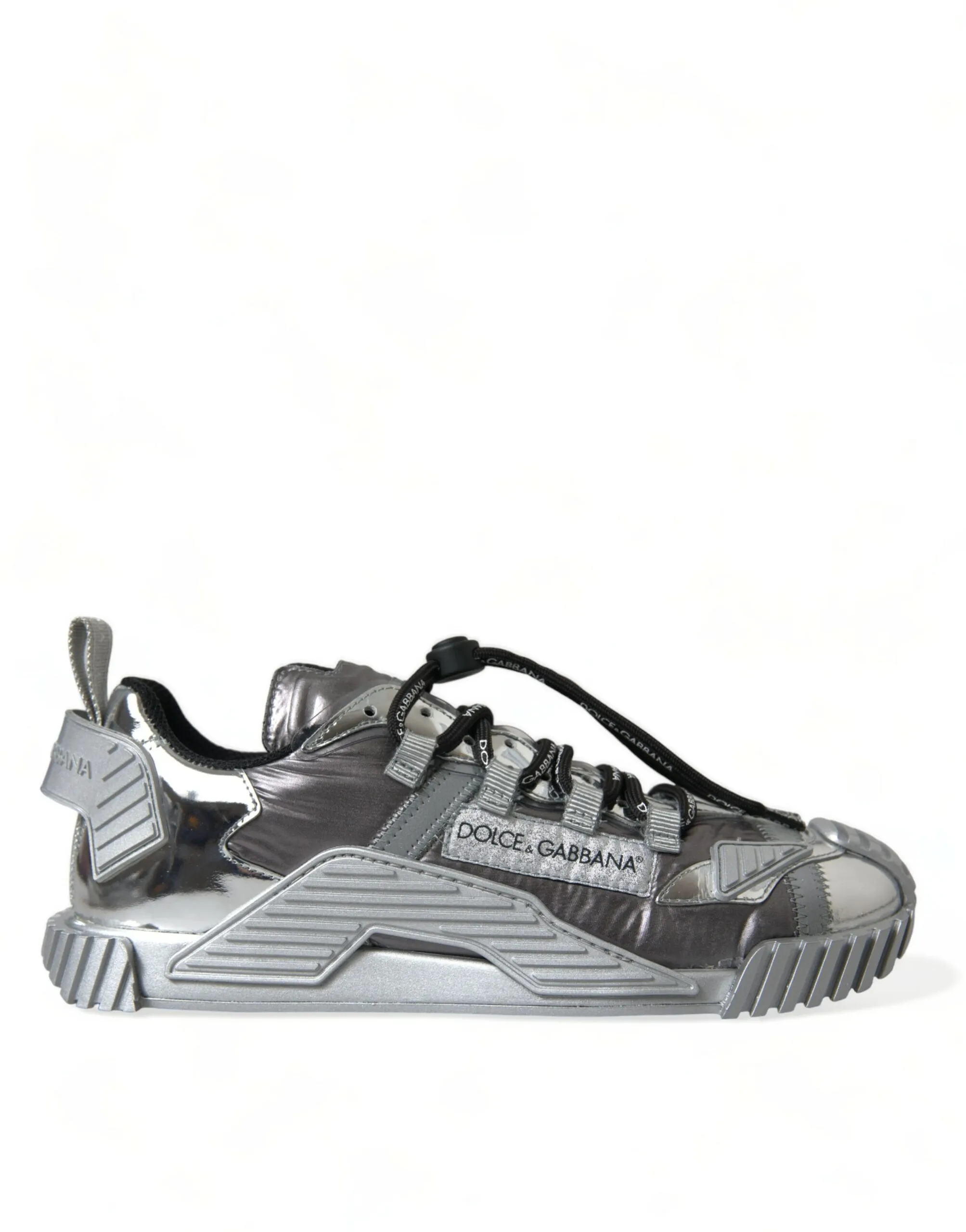 Dolce & Gabbana Men's Silver Laminated Low Top Sneakers