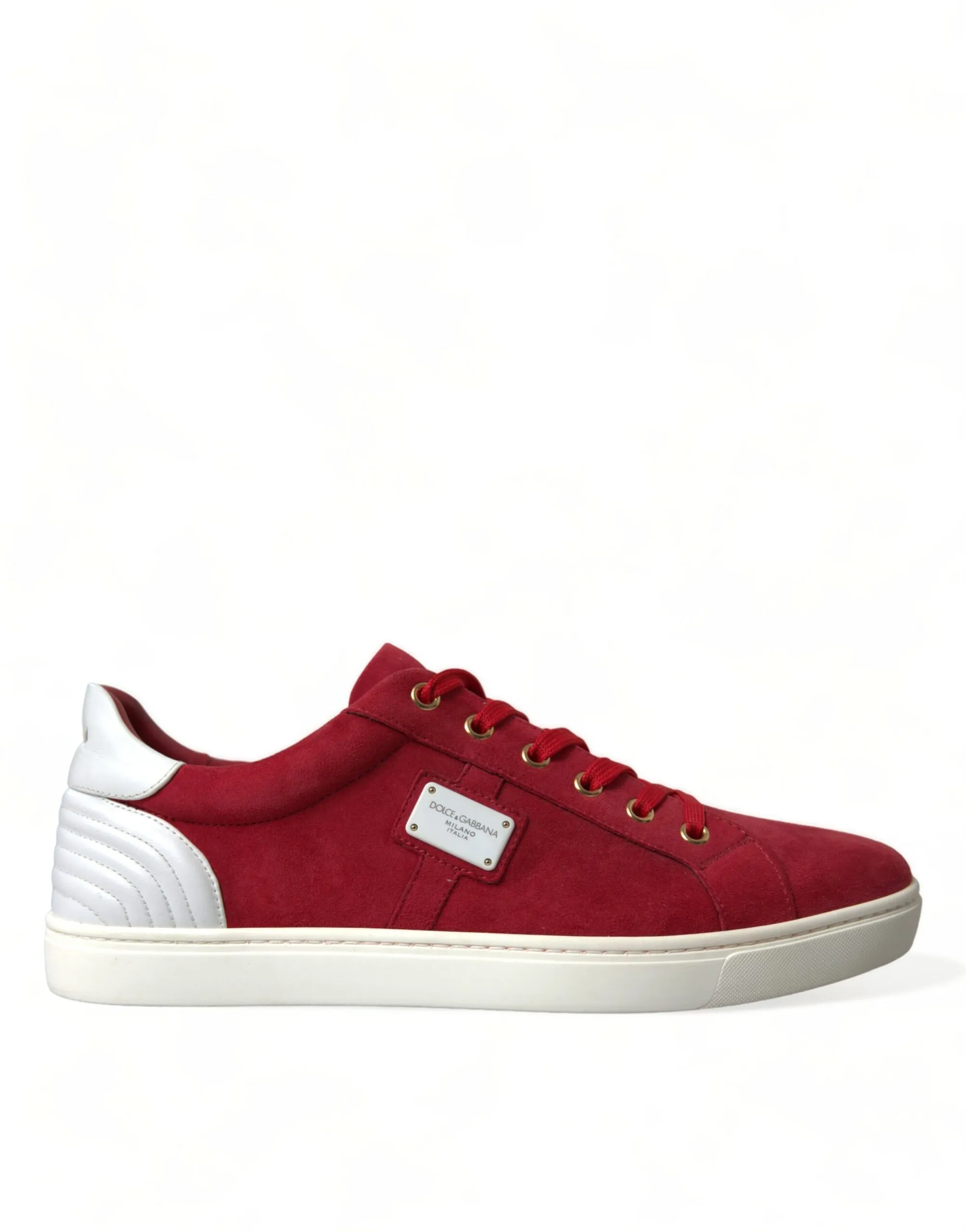 Dolce & Gabbana Men's Elegant Red & White Low Top Sneakers