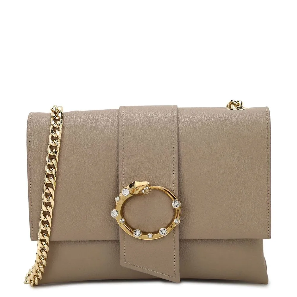 Cavalli Class Women's Chic Textured Calfskin Shoulder Bag with Jewel Detail