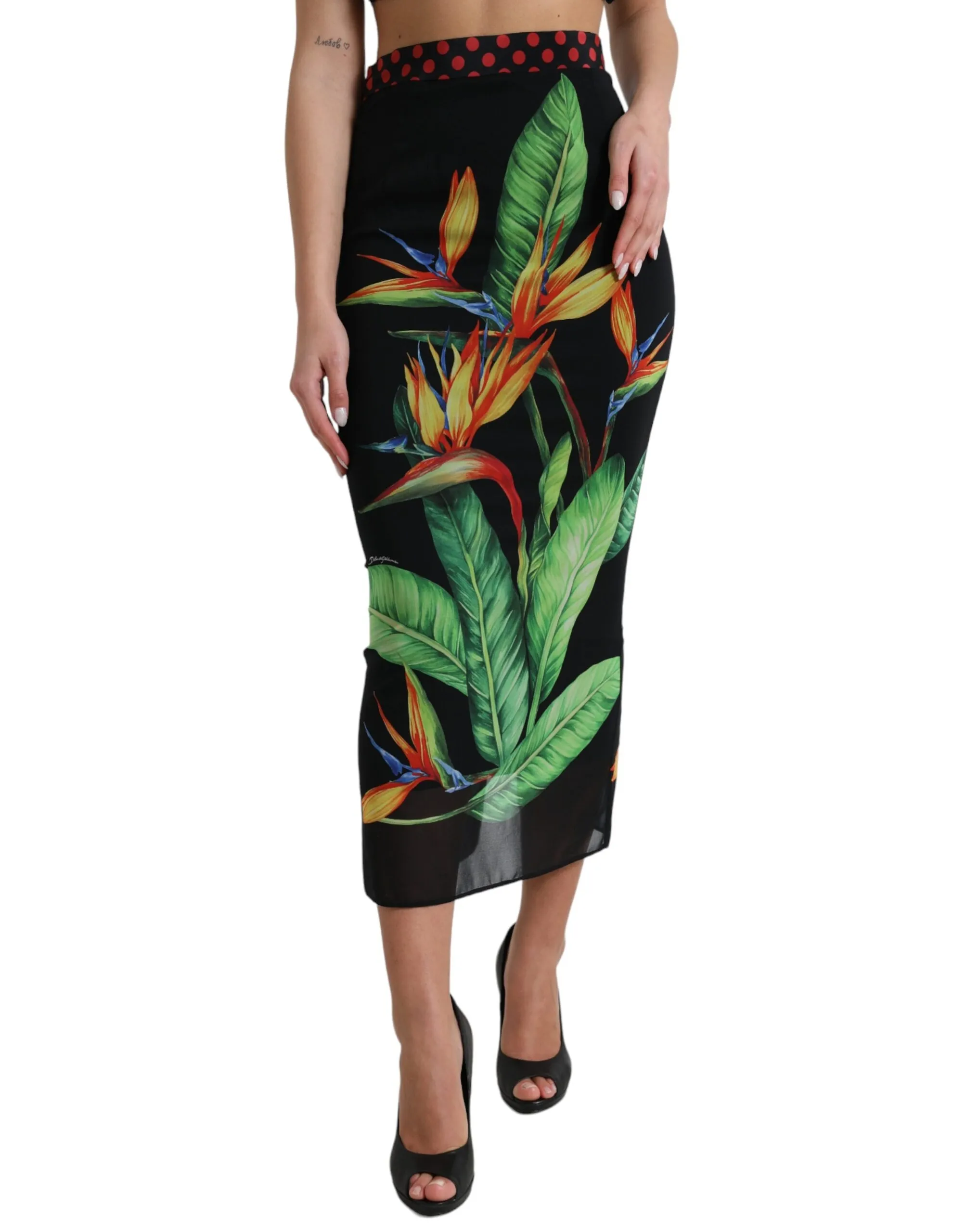Dolce & Gabbana Women's Floral High Waist Silk Midi Skirt
