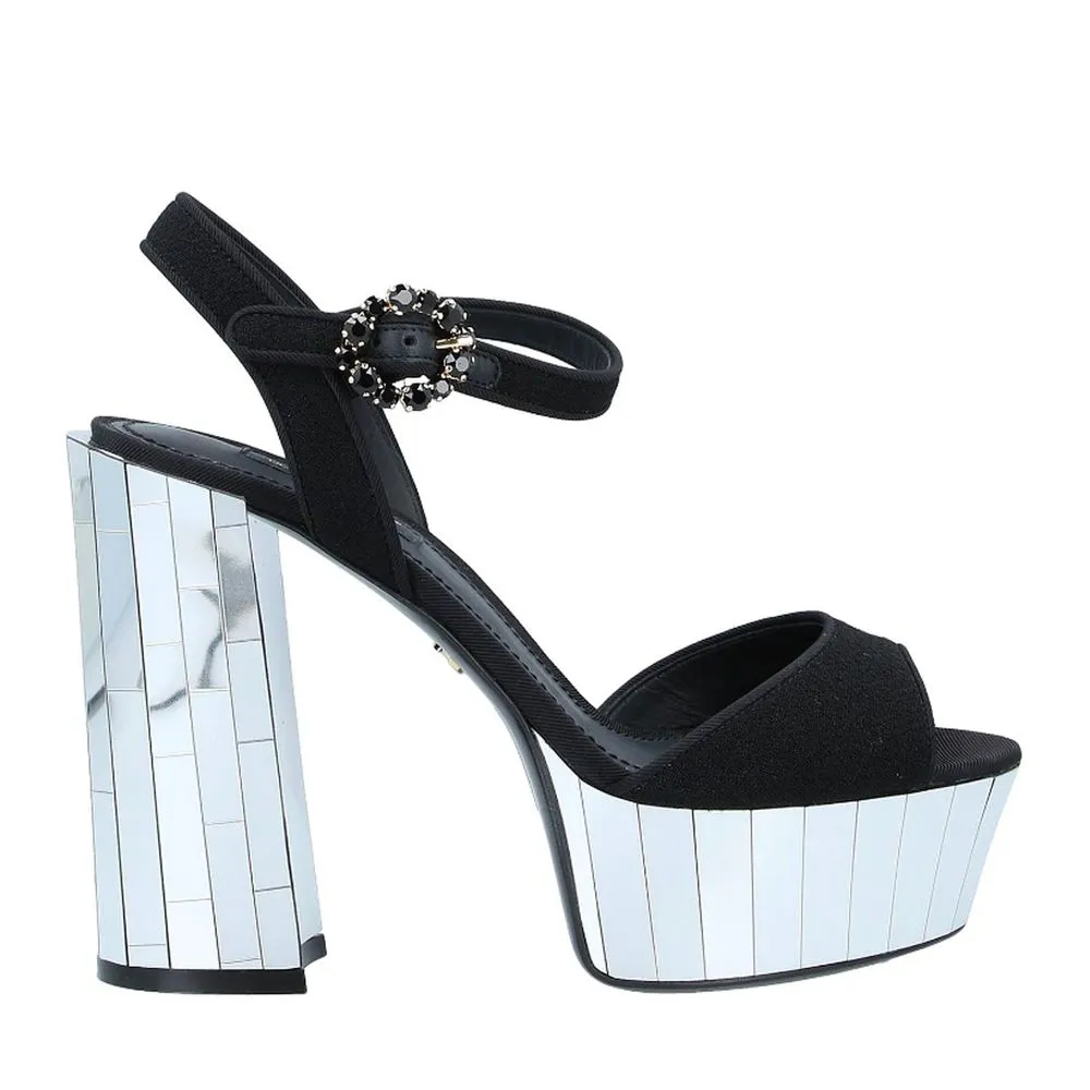 Dolce & Gabbana Women's Elegant Silk Crepe Jewel Buckle Sandals