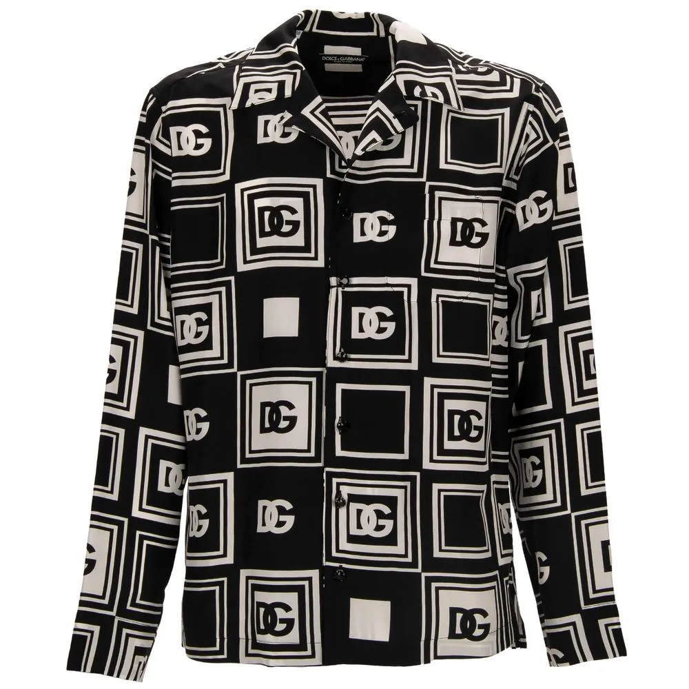Dolce & Gabbana Men's Elegant Silk Shirt with Crystal Buttons