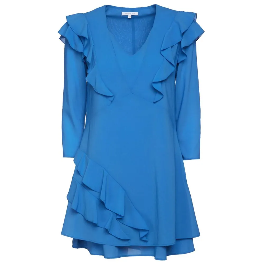 Patrizia Pepe Women's Elegant Light Blue Ruffled Mini Dress