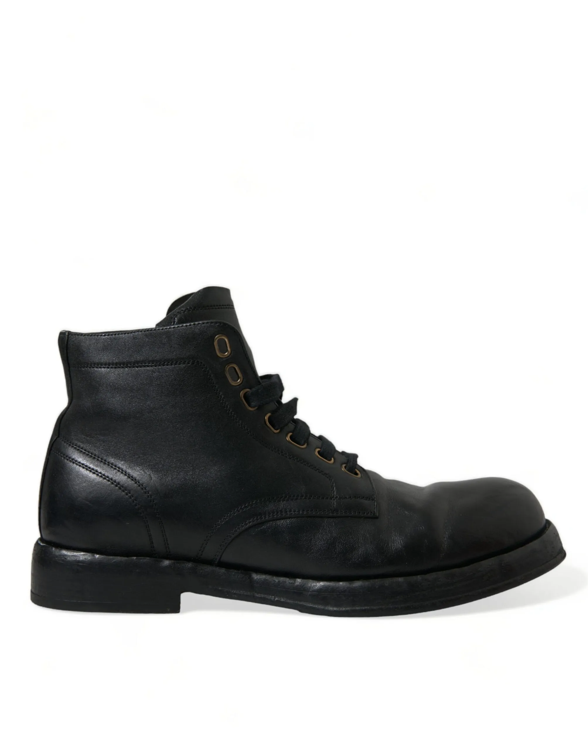 Dolce & Gabbana Men's Elegant Black Horse Leather Ankle Boots