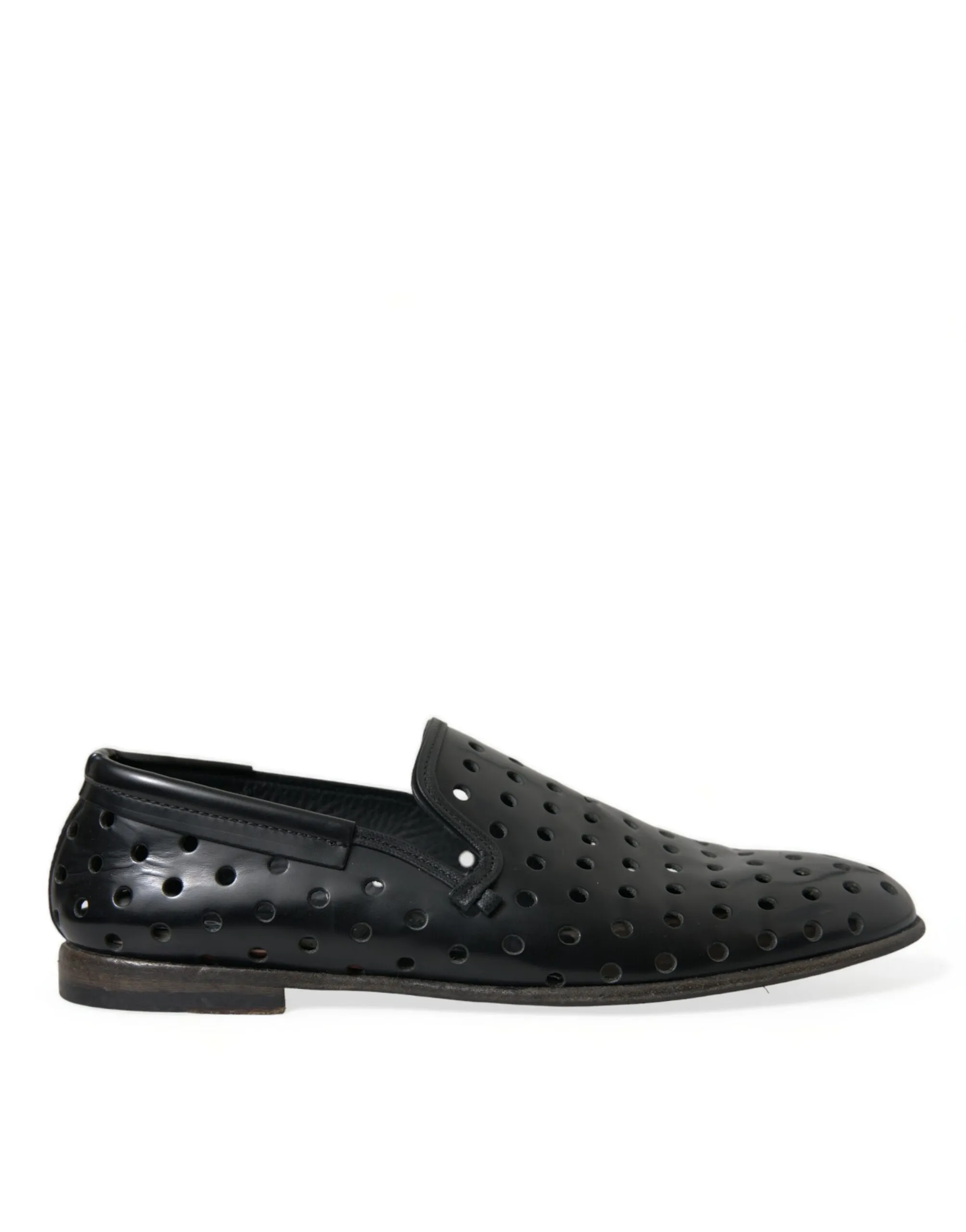 Dolce & Gabbana Men's Elegant Black Leather Perforated Loafers