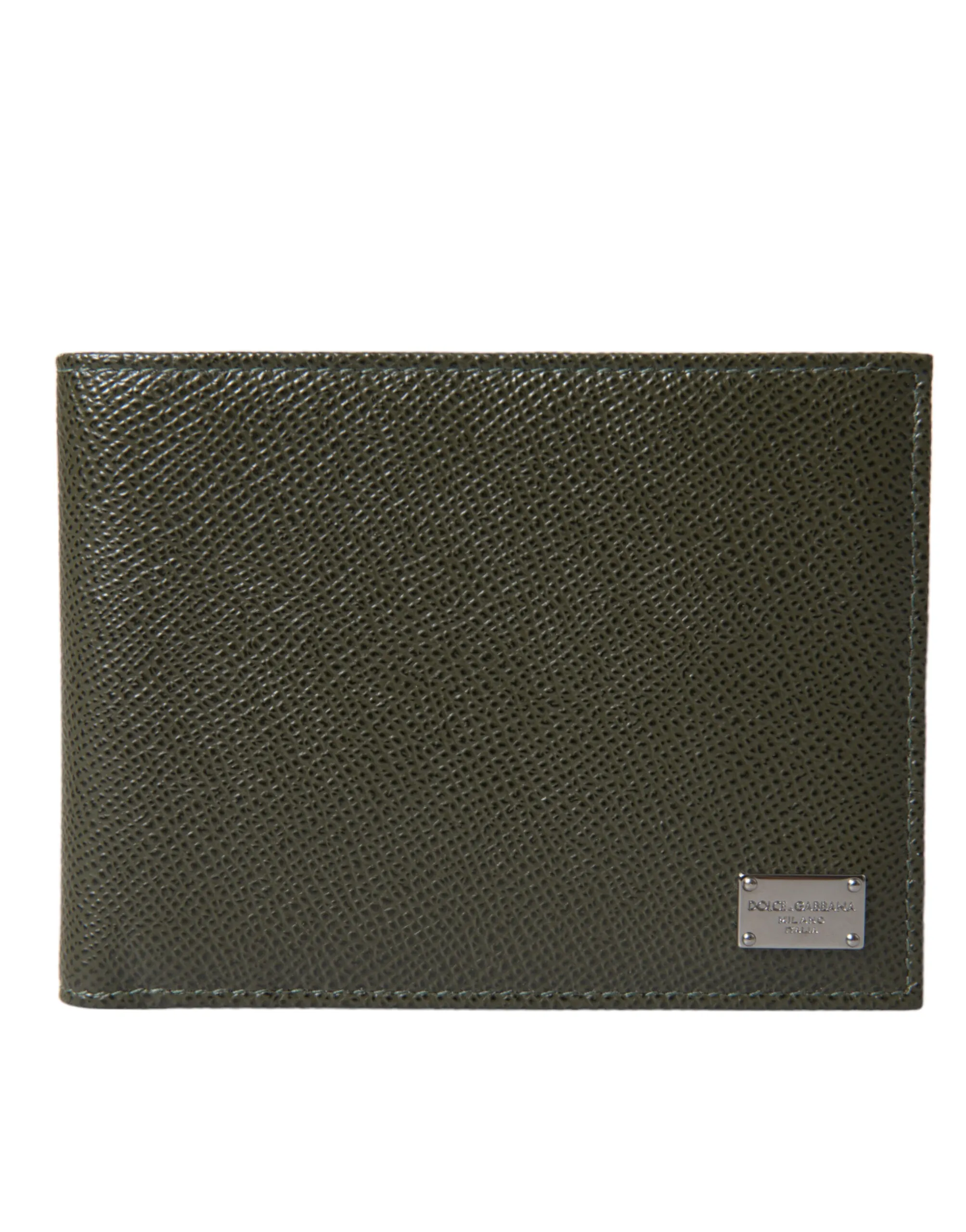 Dolce & Gabbana Men's Elegant Olive Green Leather Bifold Wallet