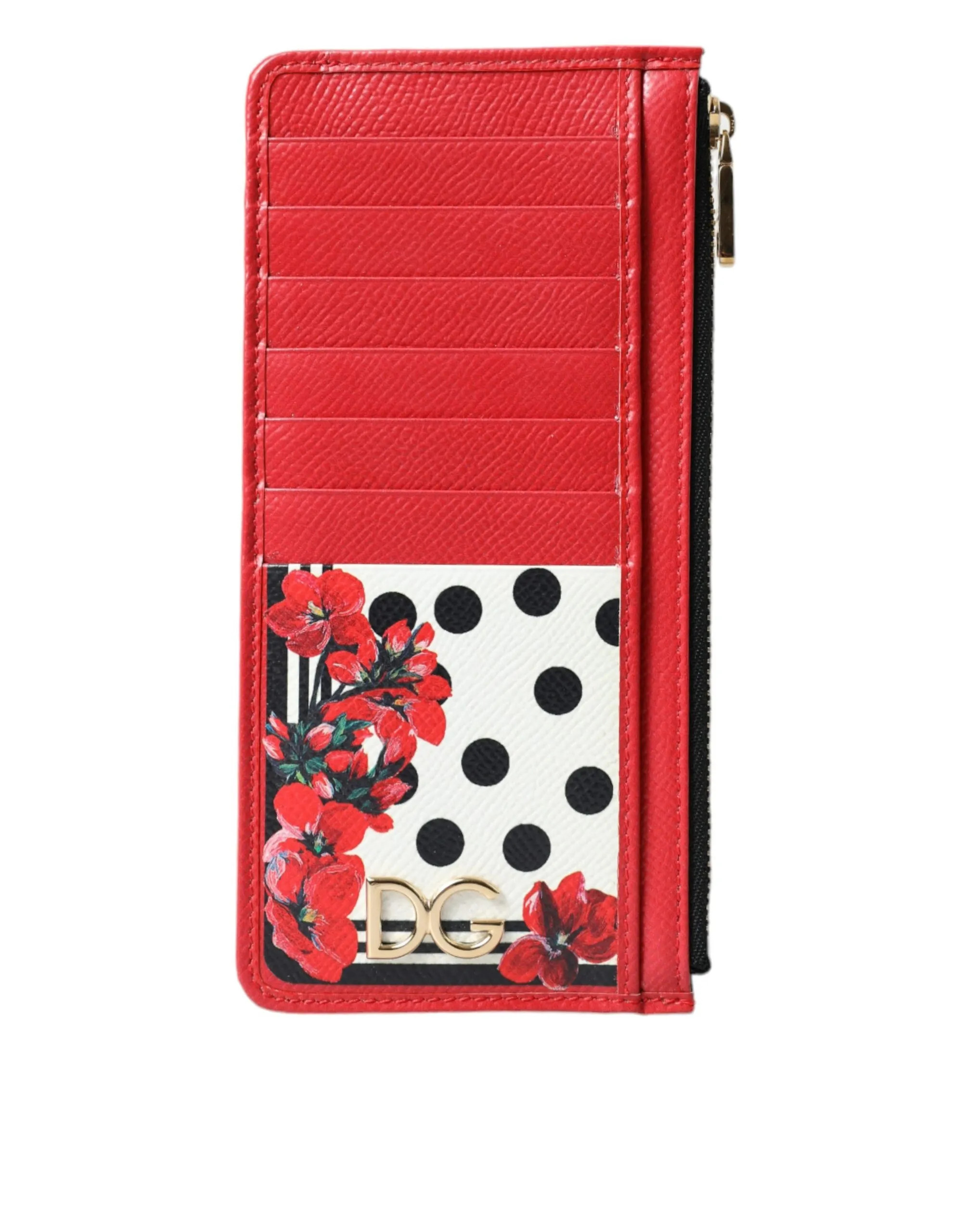 Dolce & Gabbana Women's Elegant Floral Zippered Card Holder Wallet
