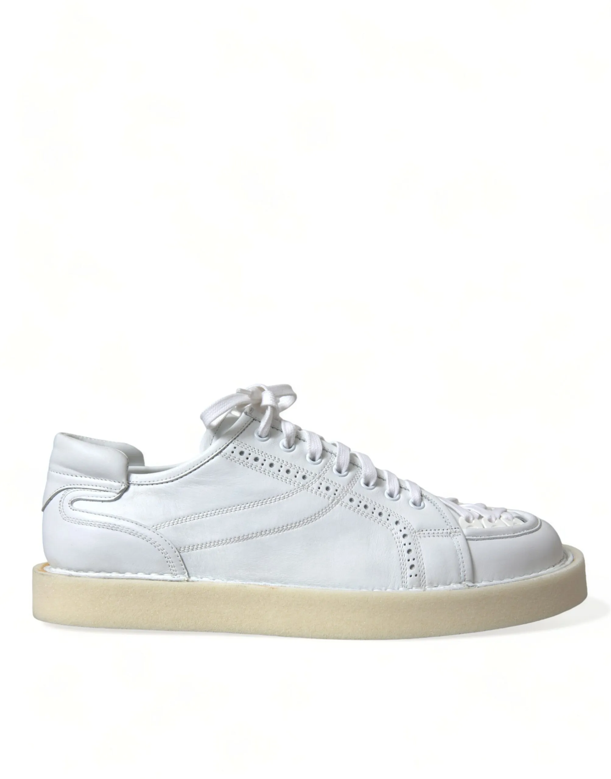 Dolce & Gabbana Men's Elegant White Calfskin Oxford Sneakers