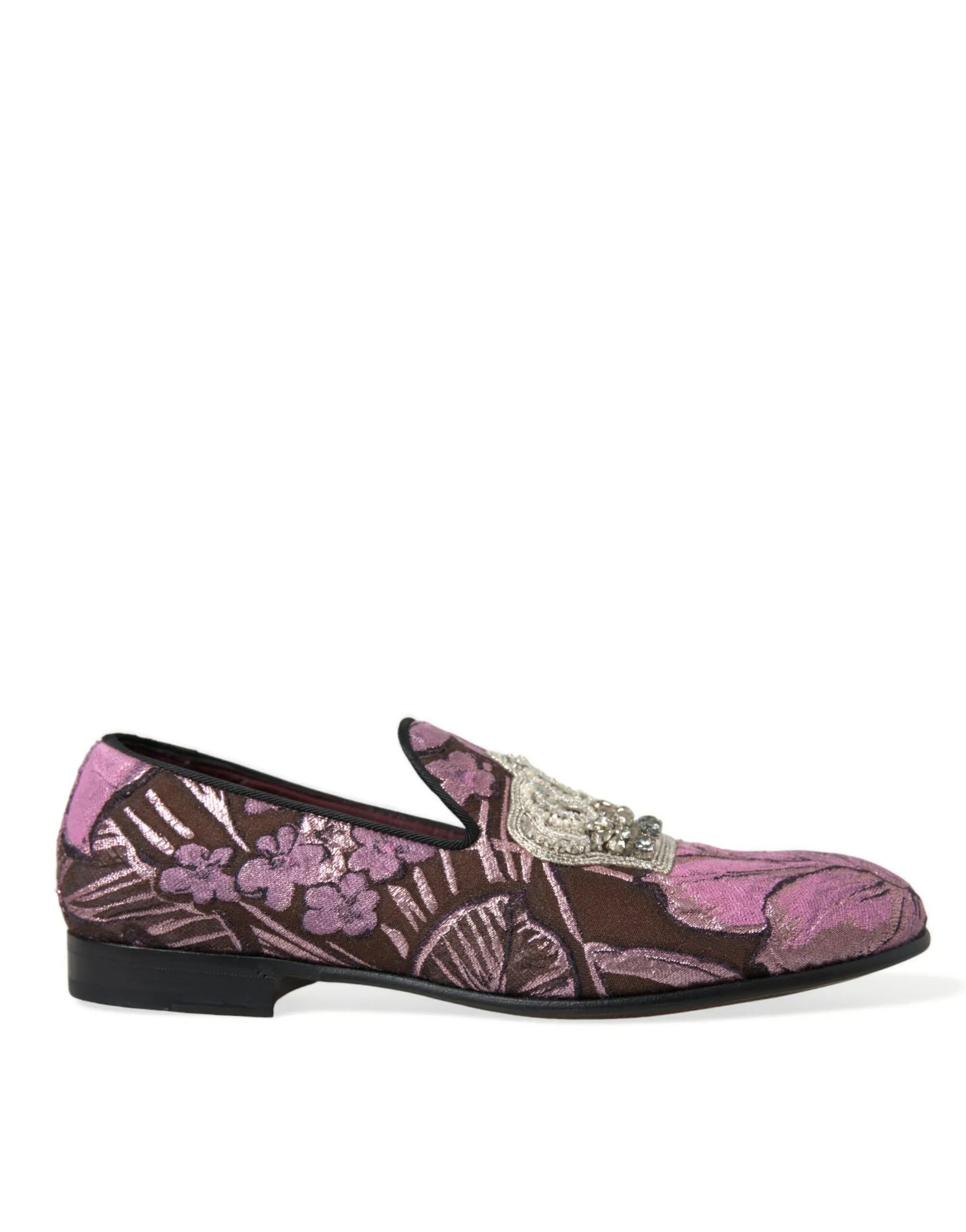 Dolce & Gabbana Men's Elegant Pink Crystal-Embellished Loafers