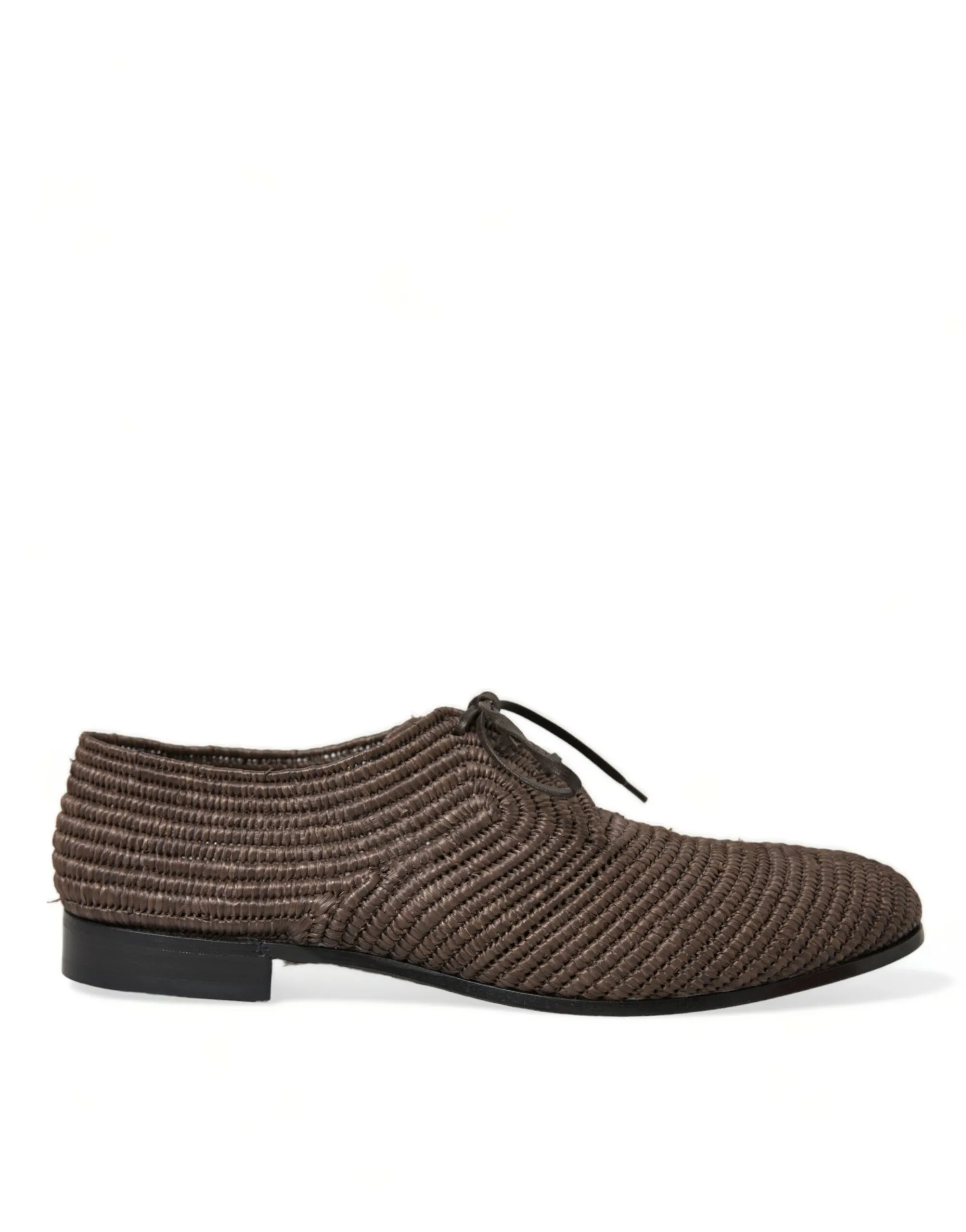 Dolce & Gabbana Men's Elegant Raffia Upper Derby Shoes - Lace Up in Brown