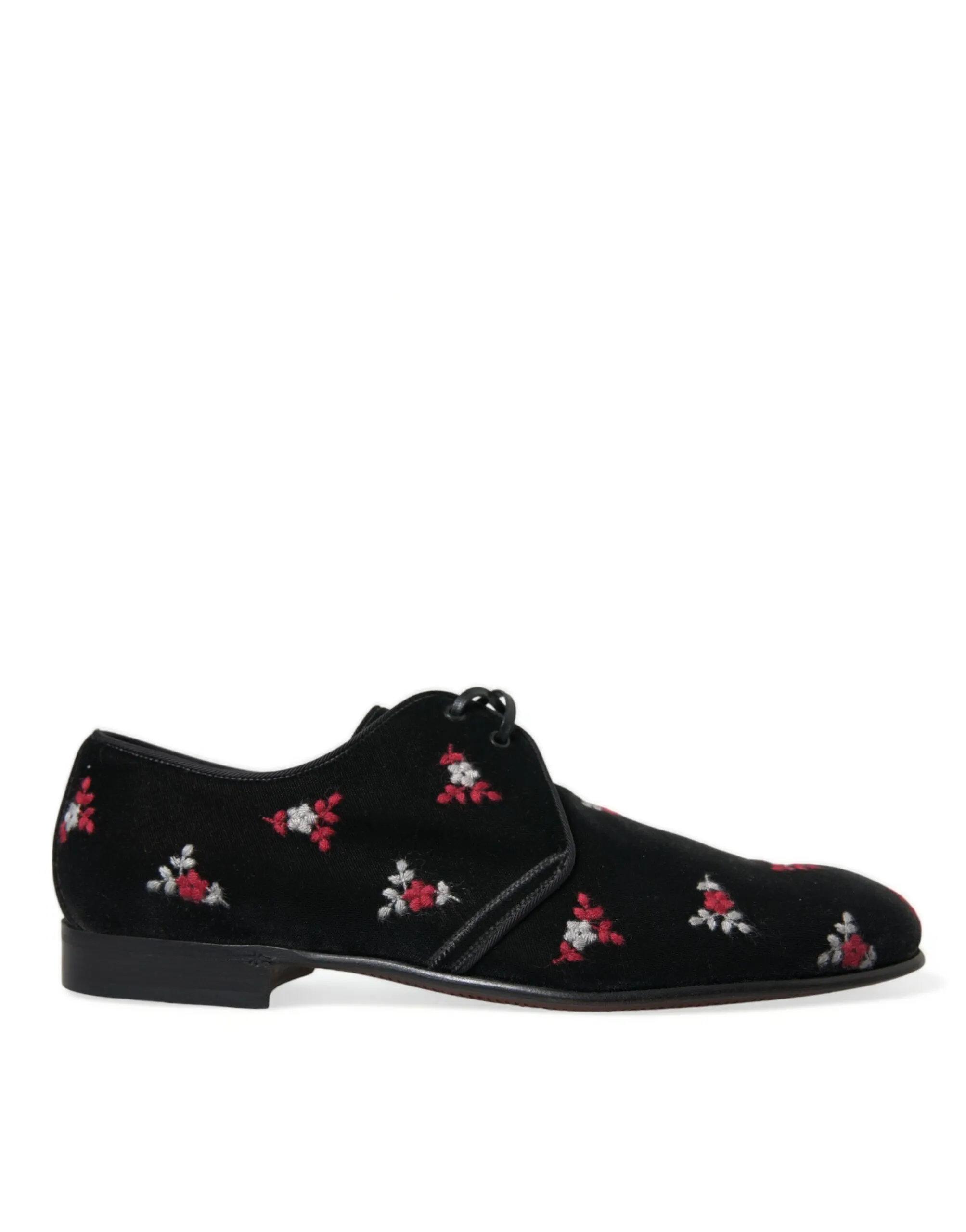 Dolce & Gabbana Men's Elegant Black Velvet Embroidered Formal Shoes