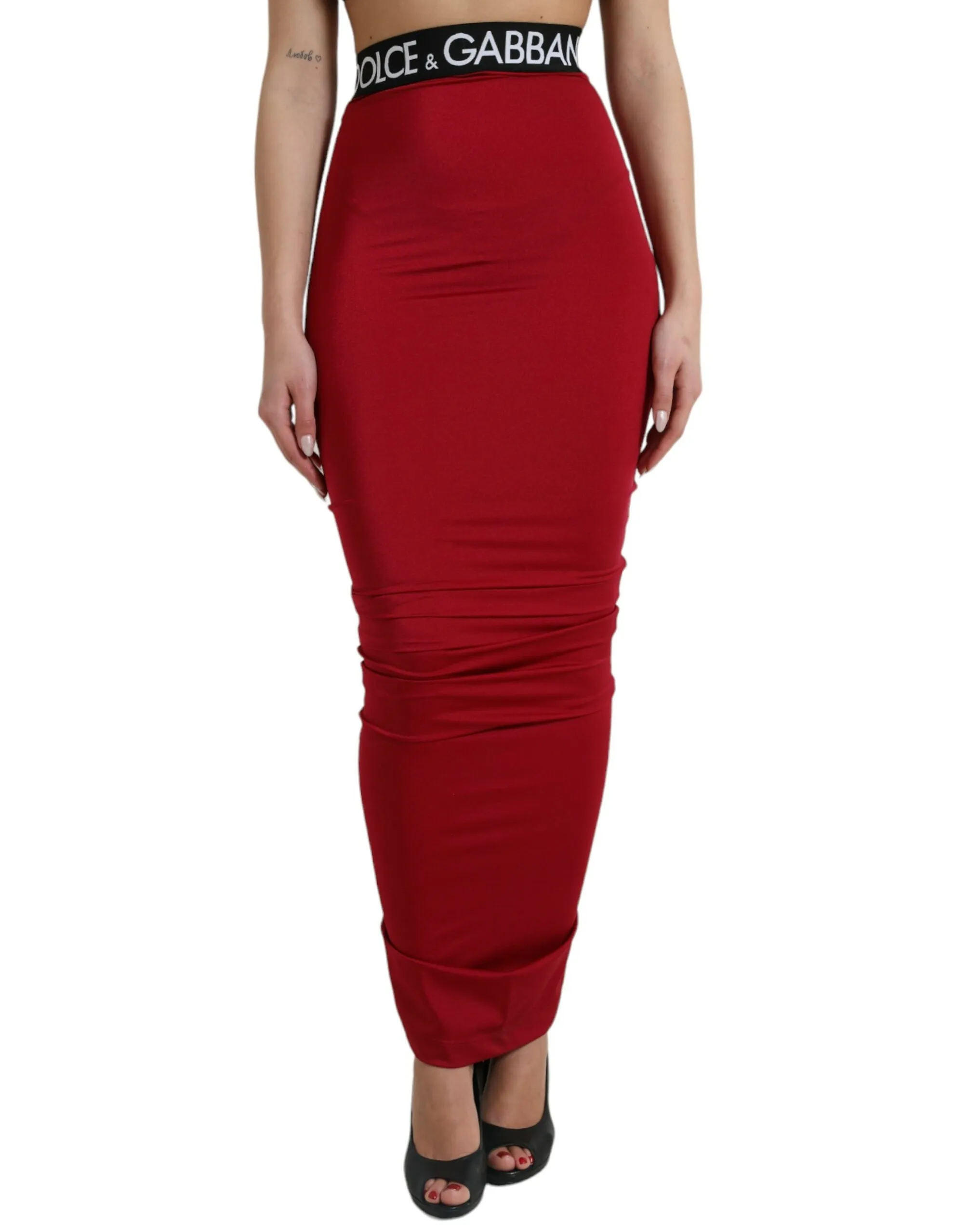 Dolce & Gabbana Women's Elegant Red High-Waist Maxi Skirt