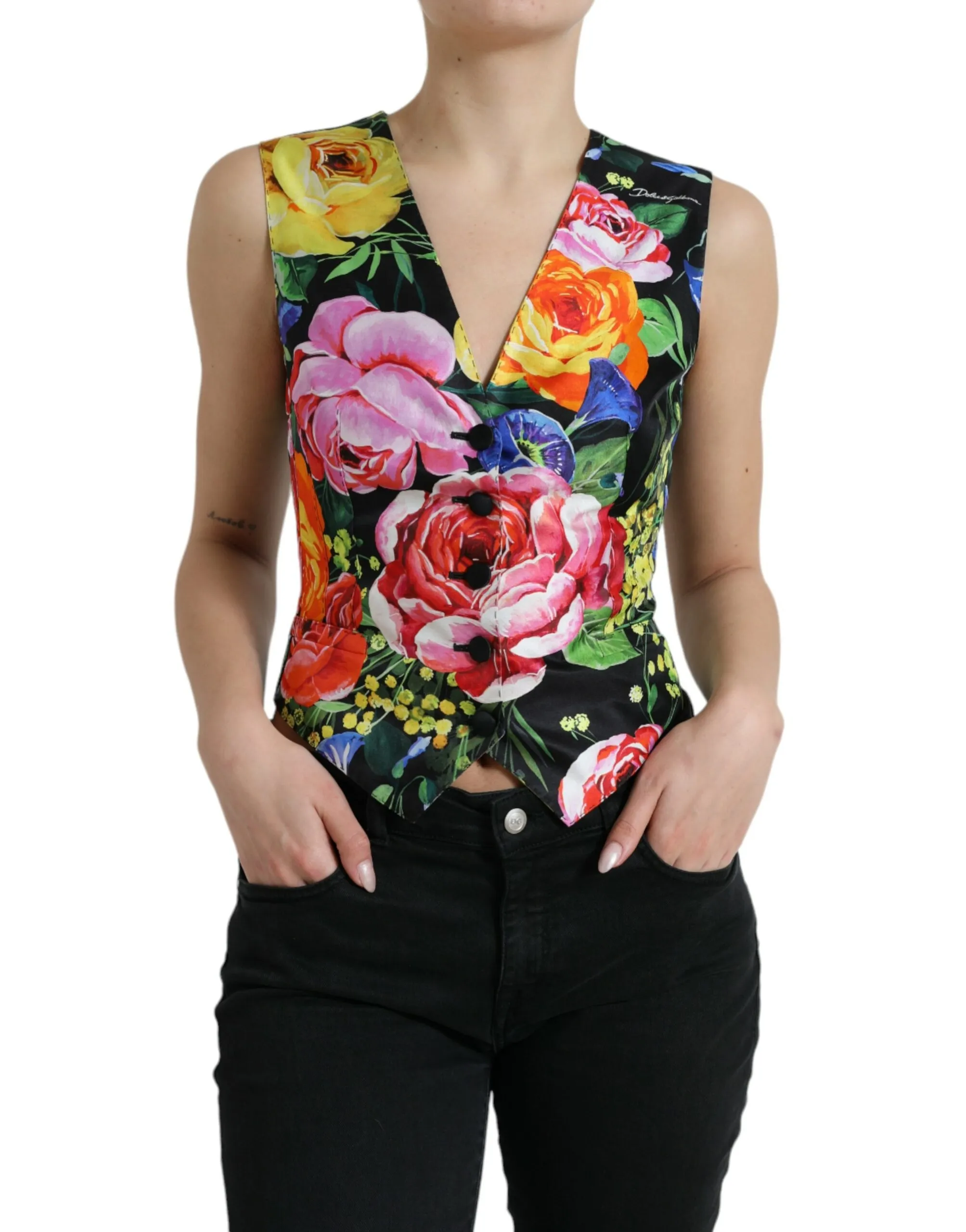 Dolce & Gabbana Women's Floral Silk Blend Sleeveless Waistcoat