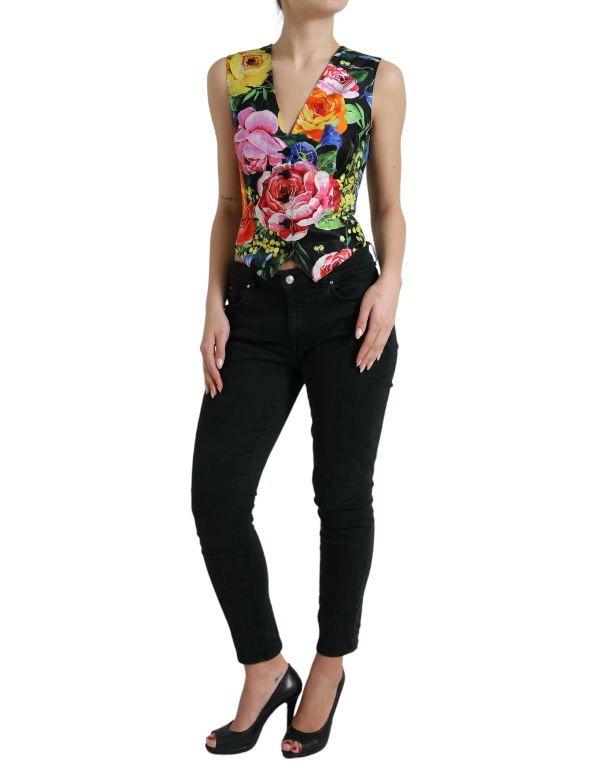 Dolce & Gabbana Women's Floral Silk Blend Sleeveless Waistcoat