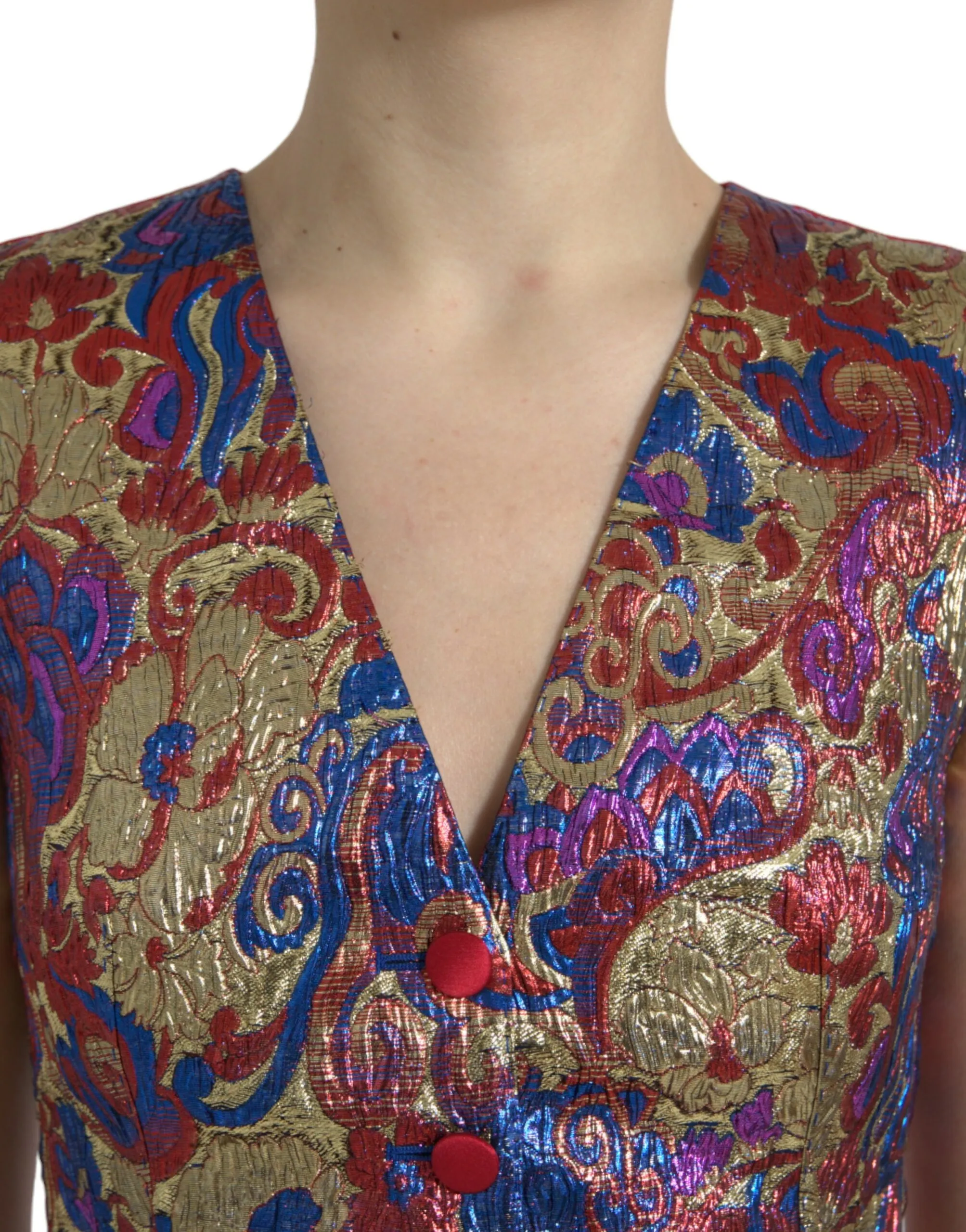 Dolce & Gabbana Women's Multicolor Floral Print Jacquard Waistcoat Vest